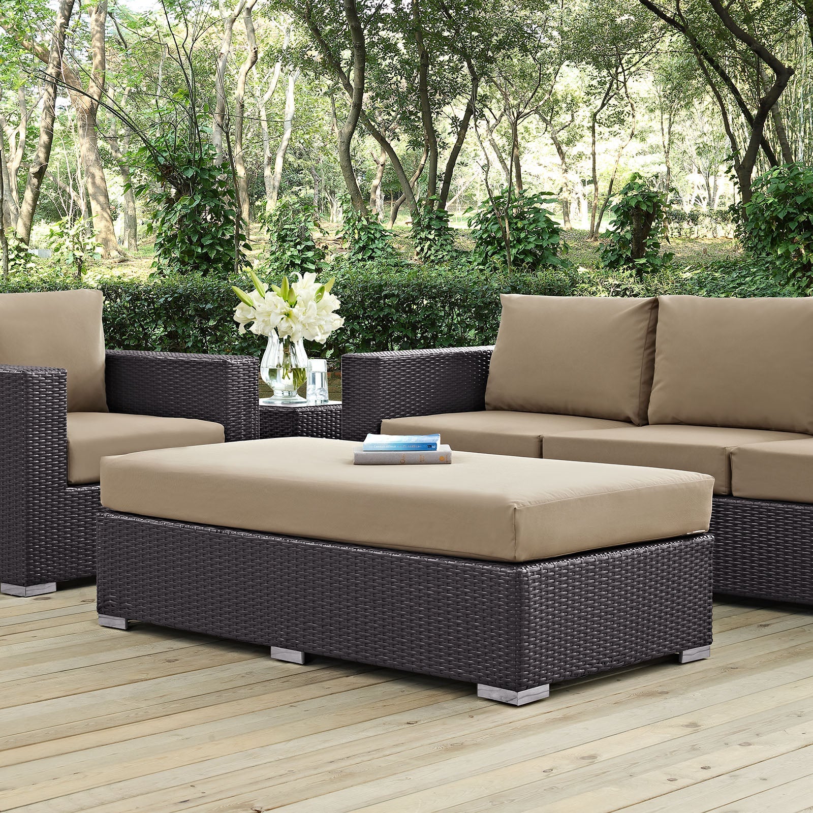 Convene Outdoor Patio Fabric Rectangle Ottoman by Modway