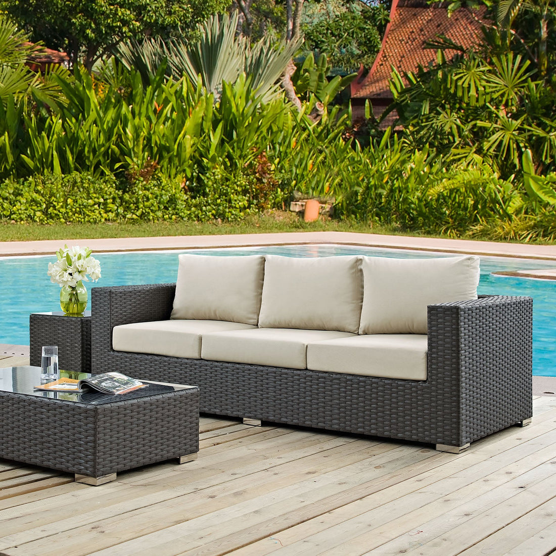Sojourn Outdoor Patio Sunbrella® Sofa by Modway