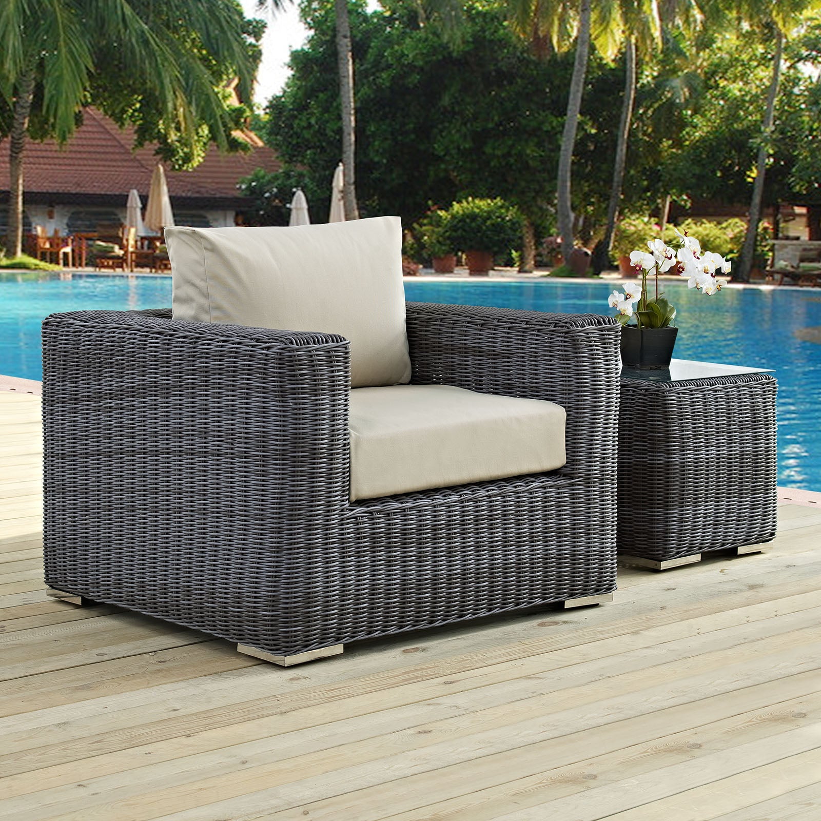 Summon Outdoor Patio Fabric Sunbrella® Armchair by Modway