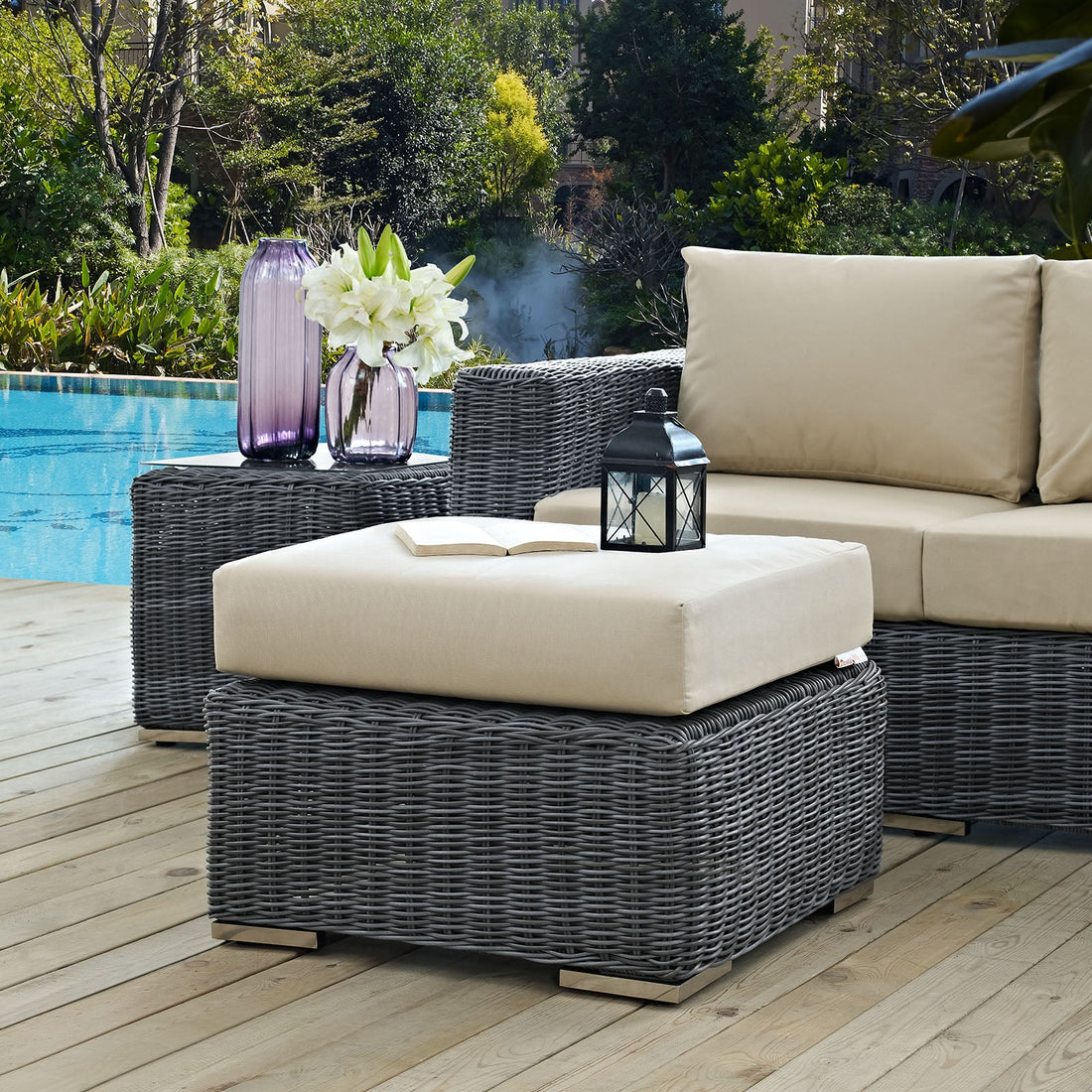 Summon Outdoor Patio Sunbrella® Ottoman by Modway