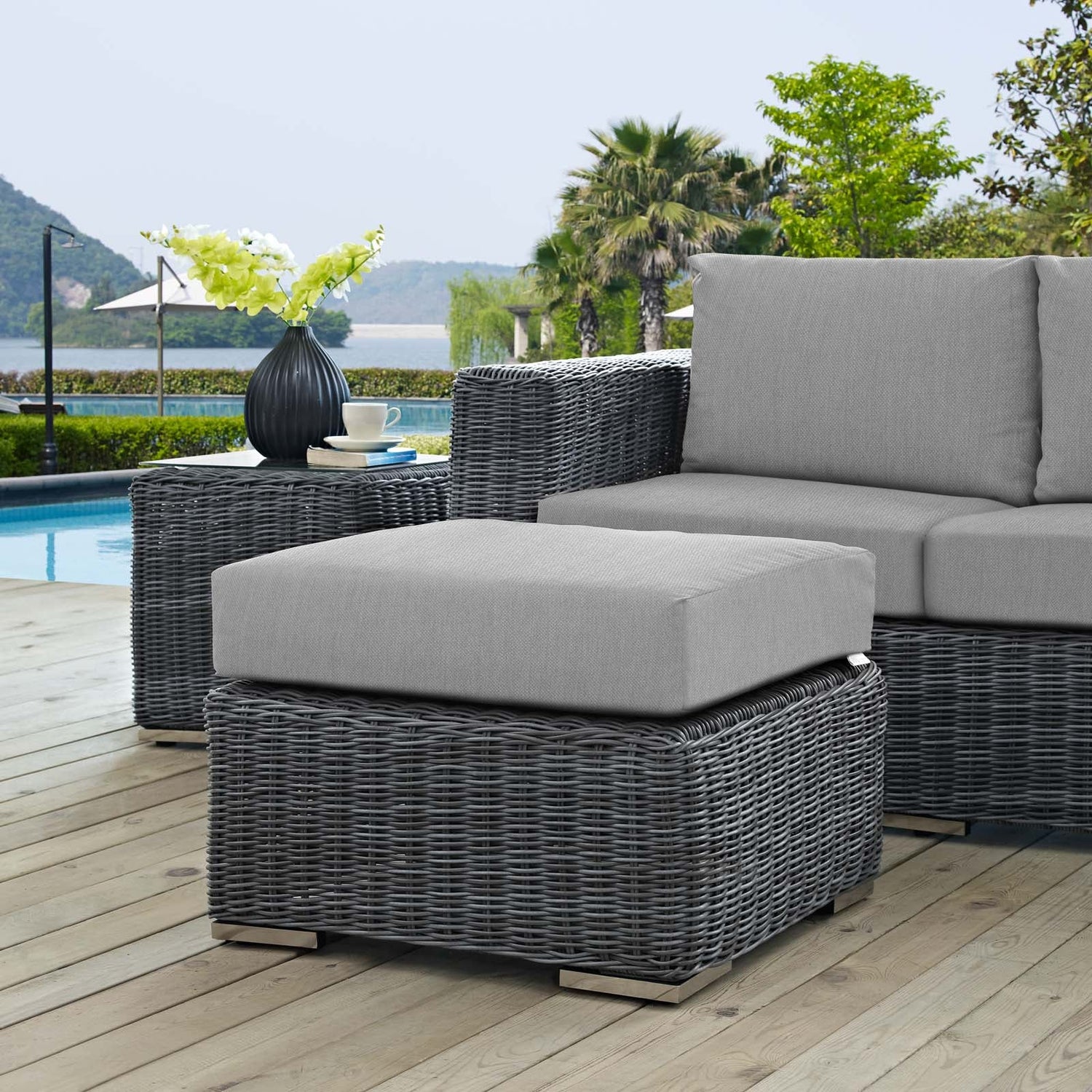 Summon Outdoor Patio Sunbrella® Ottoman by Modway