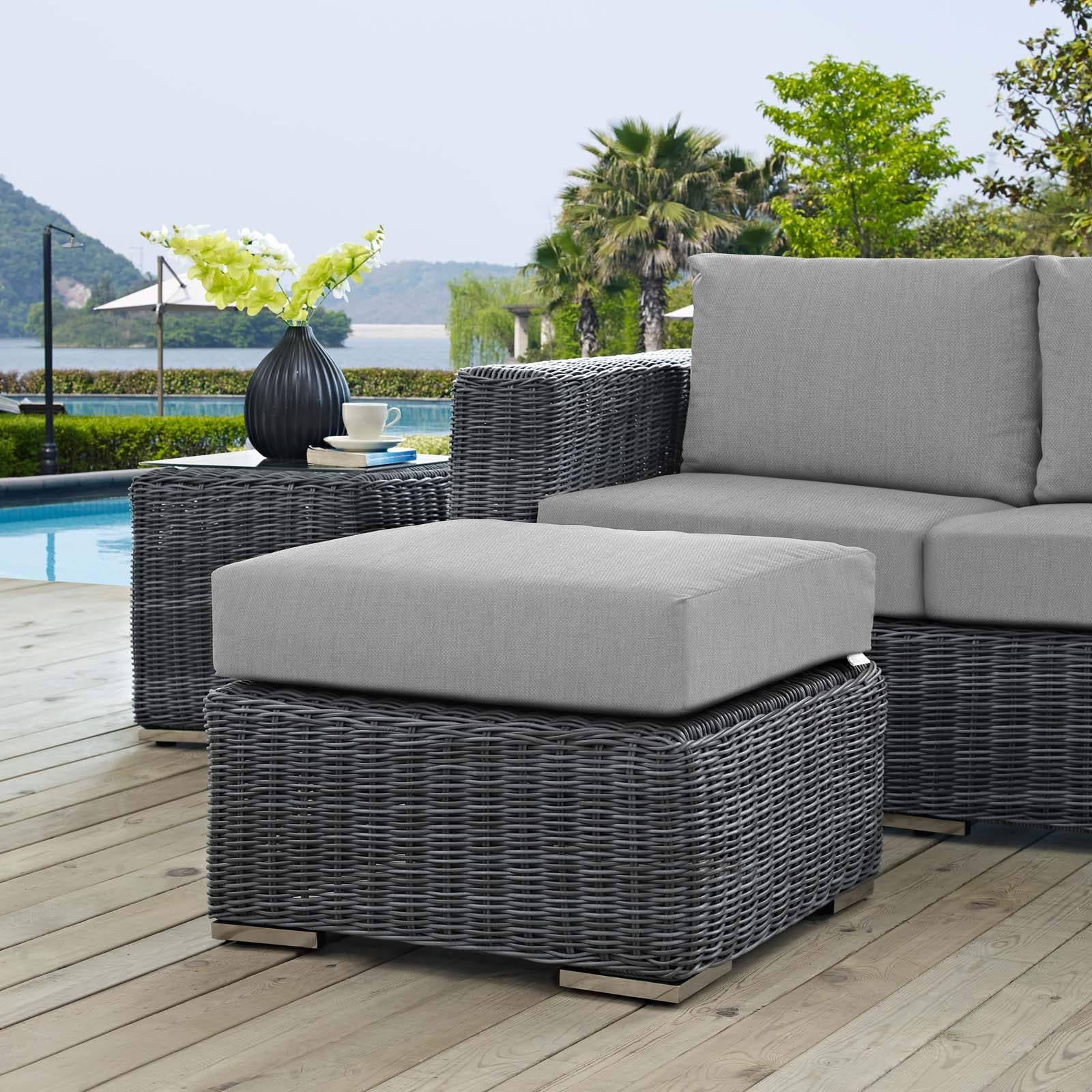 Summon Outdoor Patio Sunbrella® Ottoman by Modway