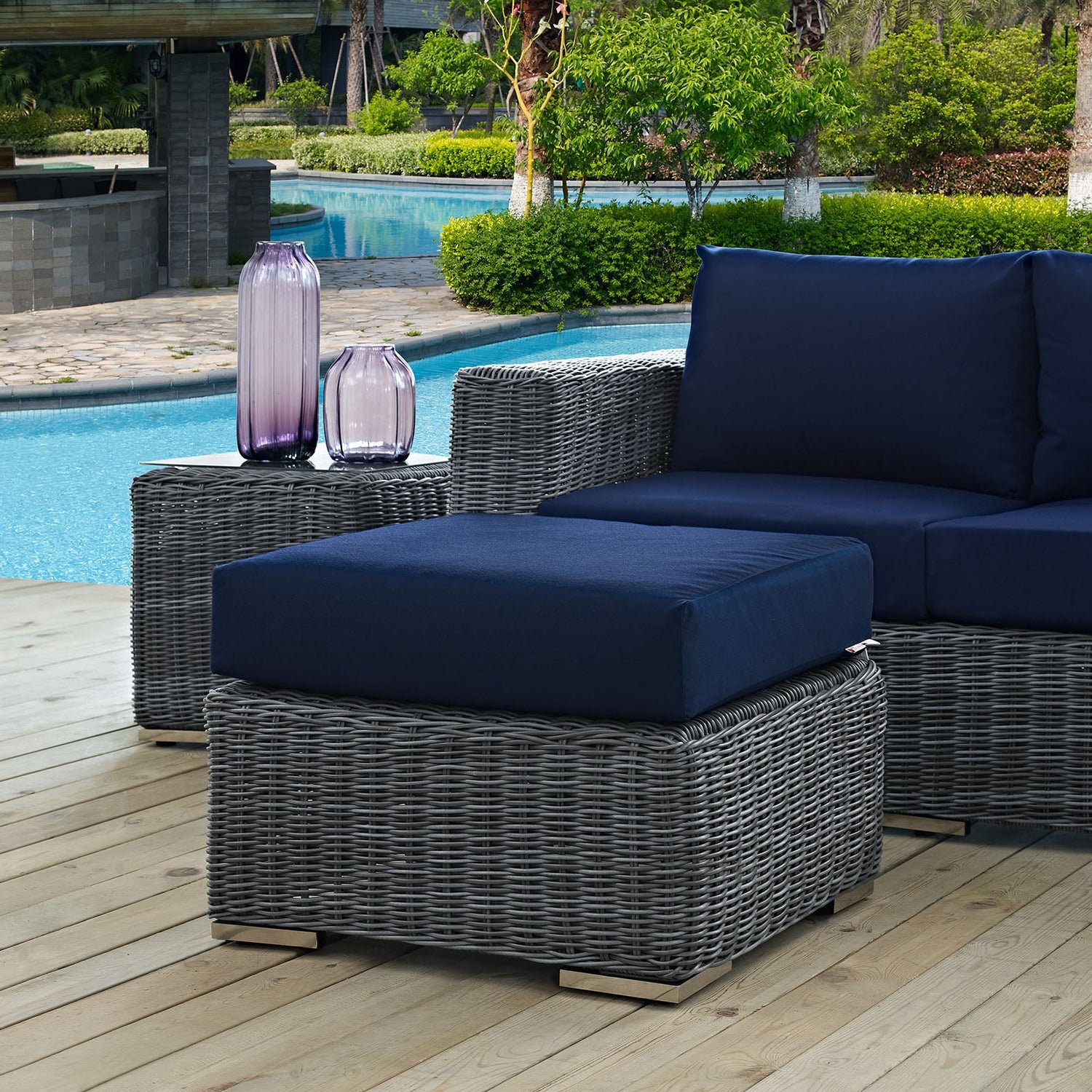 Summon Outdoor Patio Sunbrella® Ottoman by Modway