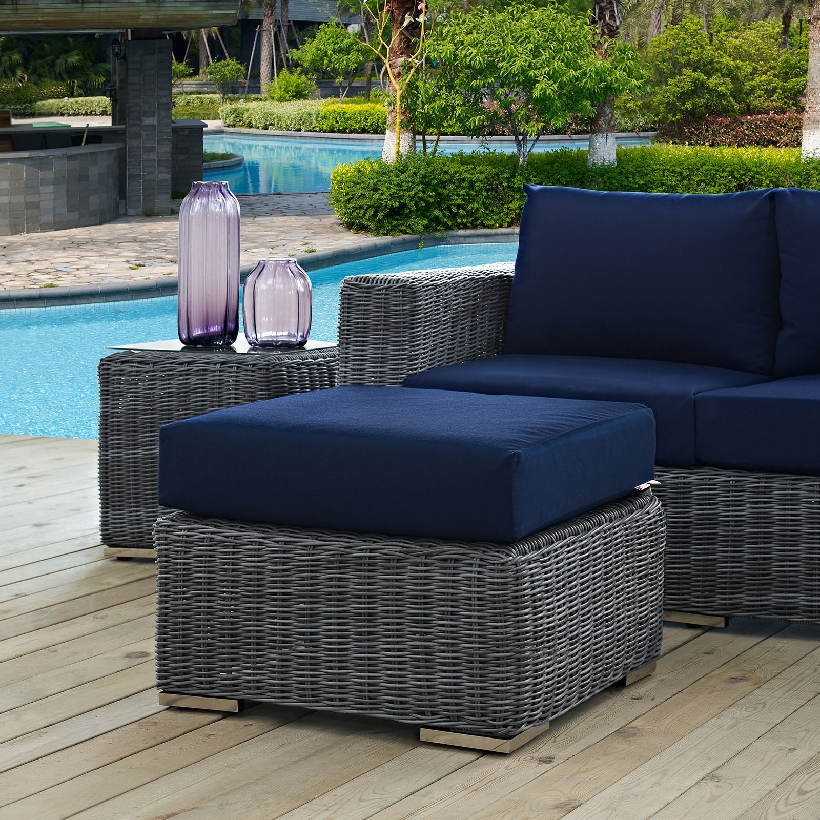 Summon Outdoor Patio Sunbrella® Ottoman by Modway