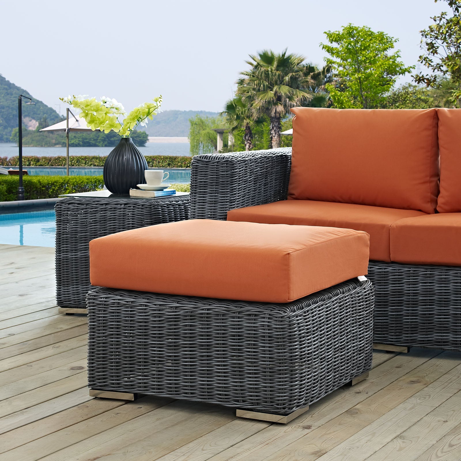 Summon Outdoor Patio Sunbrella® Ottoman by Modway