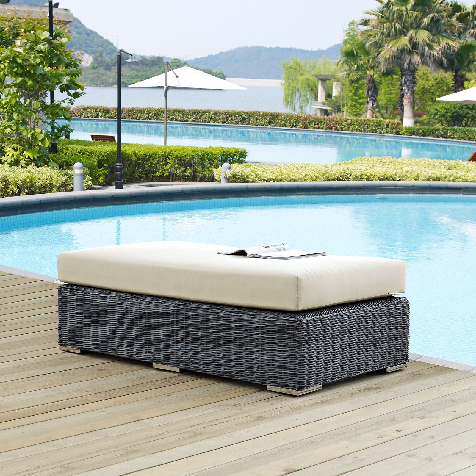 Summon Outdoor Patio Sunbrella® Rectangle Ottoman by Modway