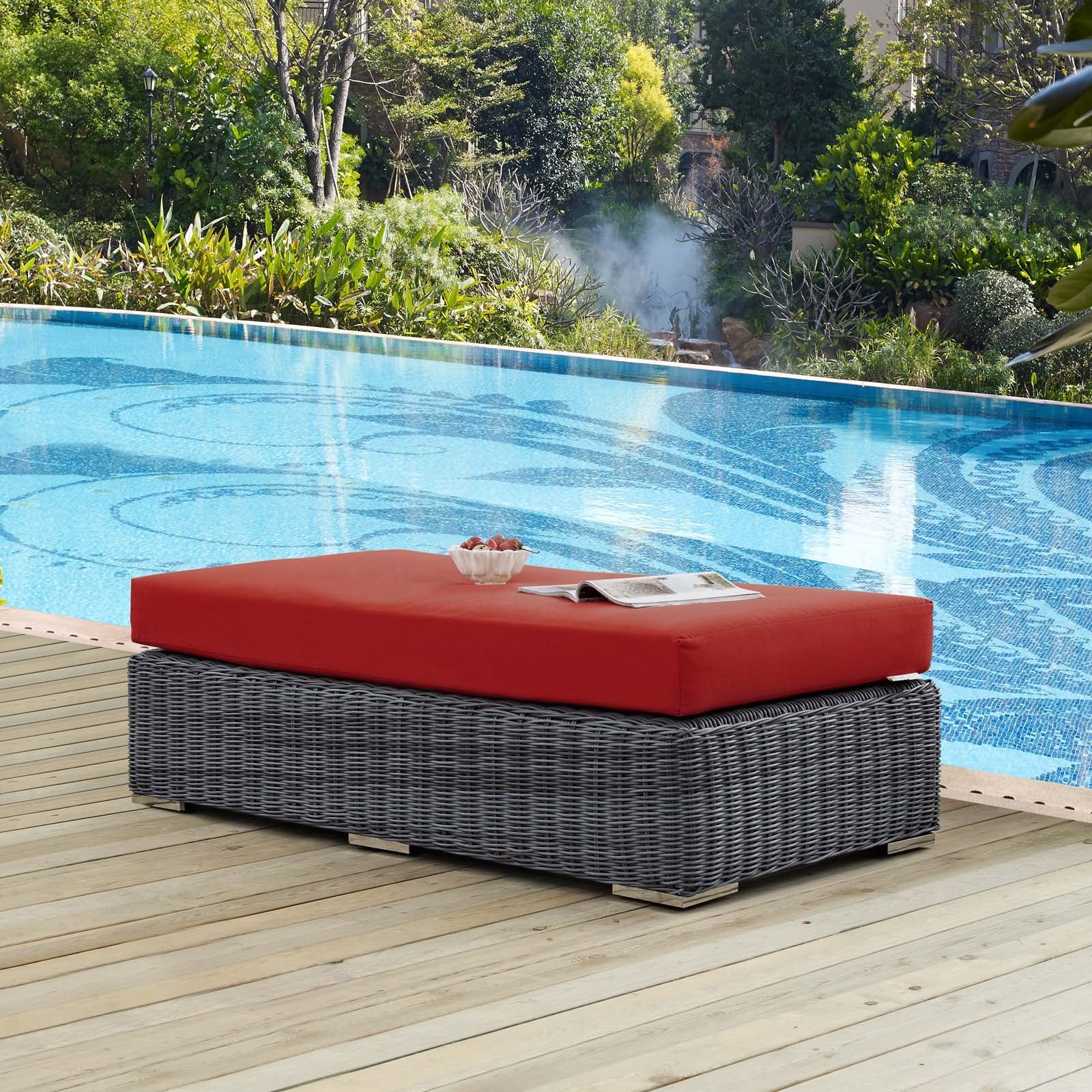 Summon Outdoor Patio Sunbrella® Rectangle Ottoman by Modway