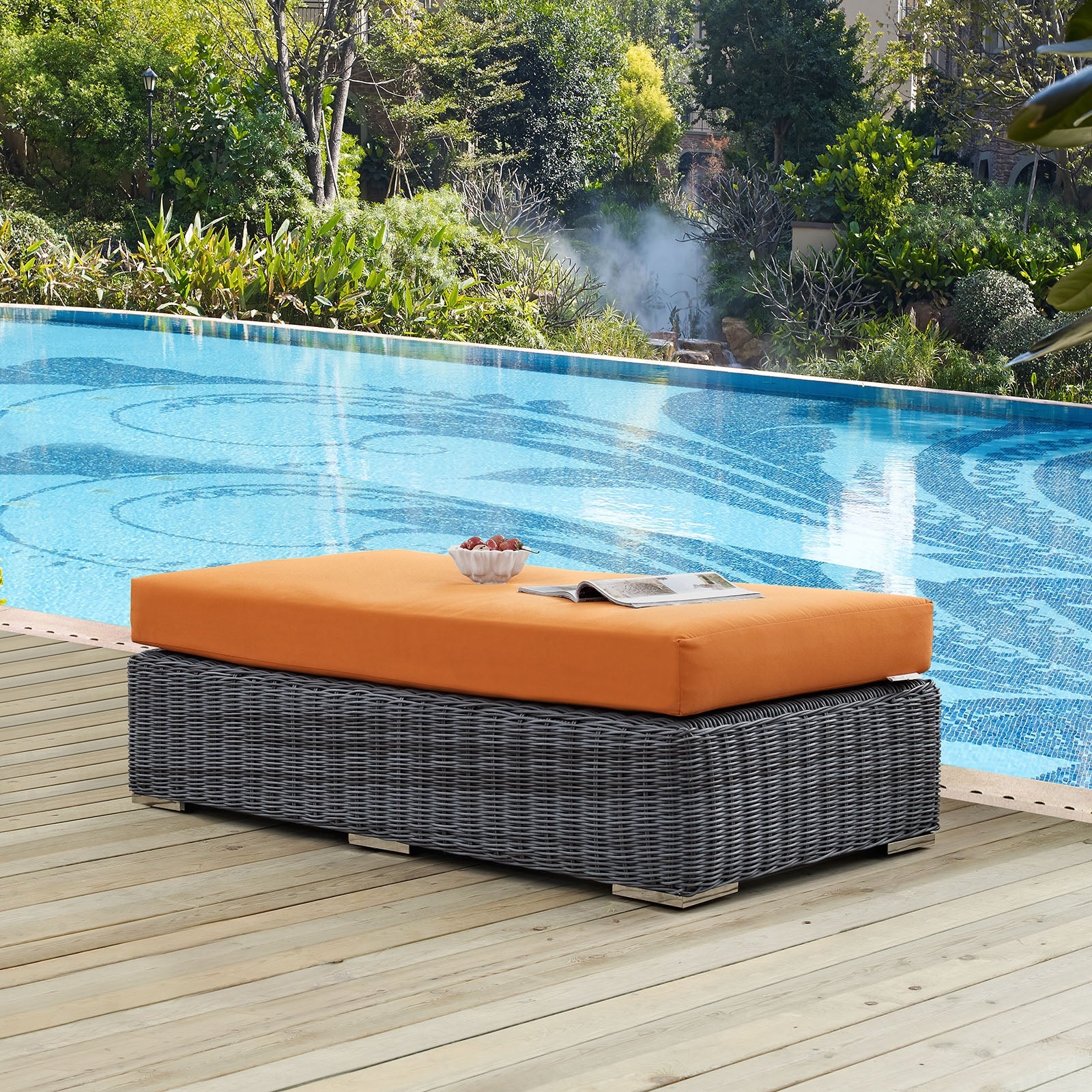 Summon Outdoor Patio Sunbrella® Rectangle Ottoman by Modway