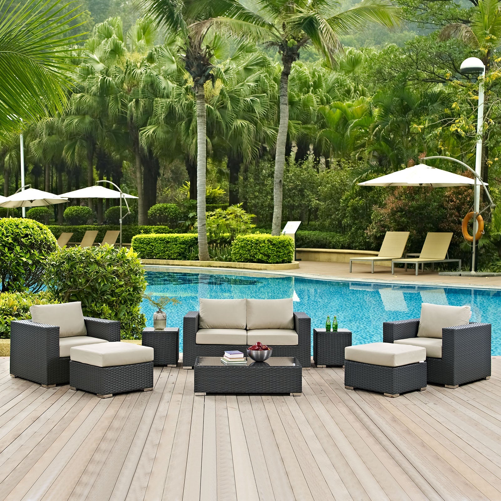 Sojourn 8 Piece Outdoor Patio Sunbrella® Sectional Set by Modway