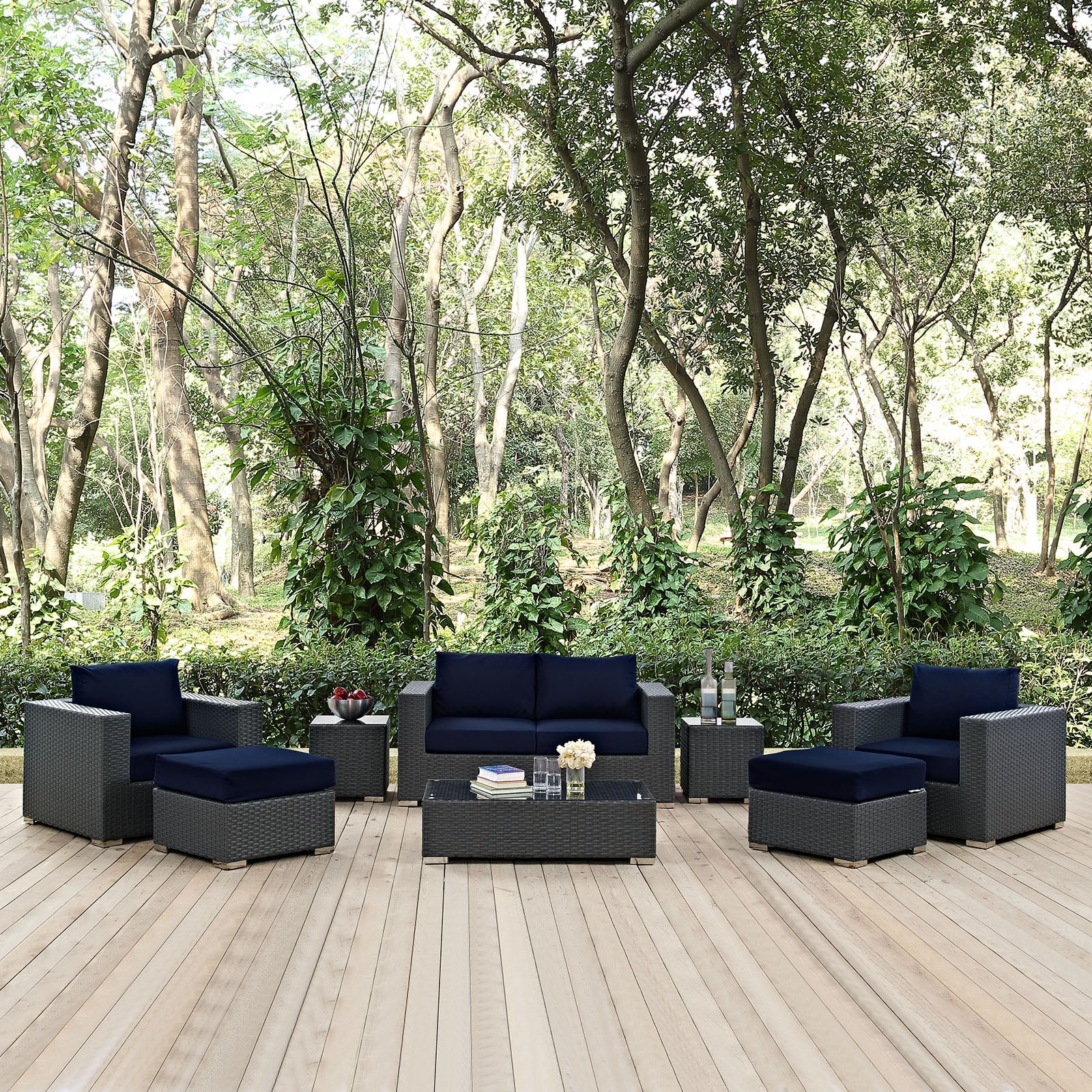 Sojourn 8 Piece Outdoor Patio Sunbrella® Sectional Set by Modway