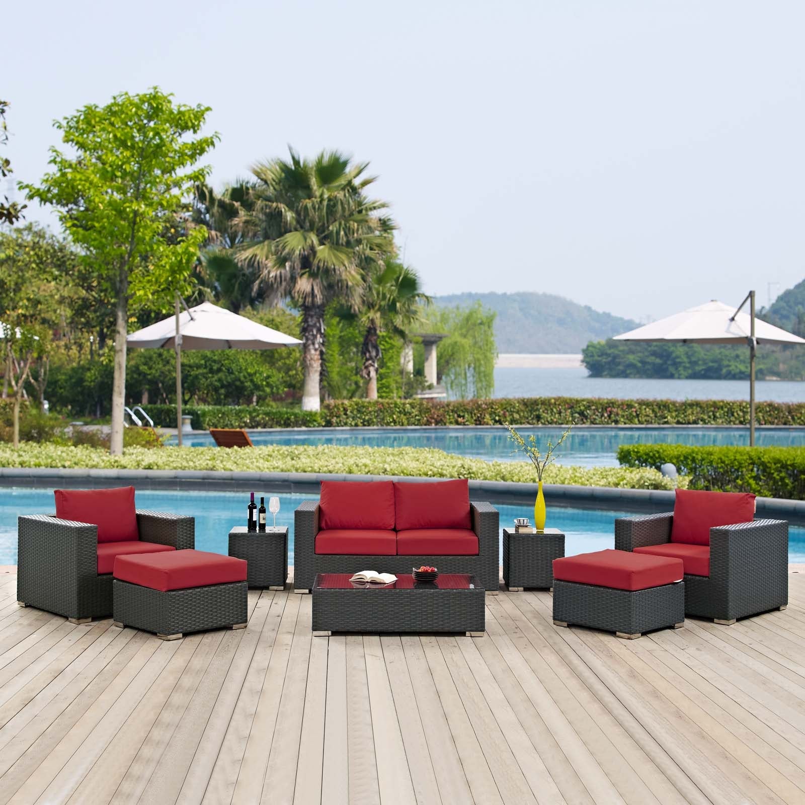 Sojourn 8 Piece Outdoor Patio Sunbrella® Sectional Set by Modway
