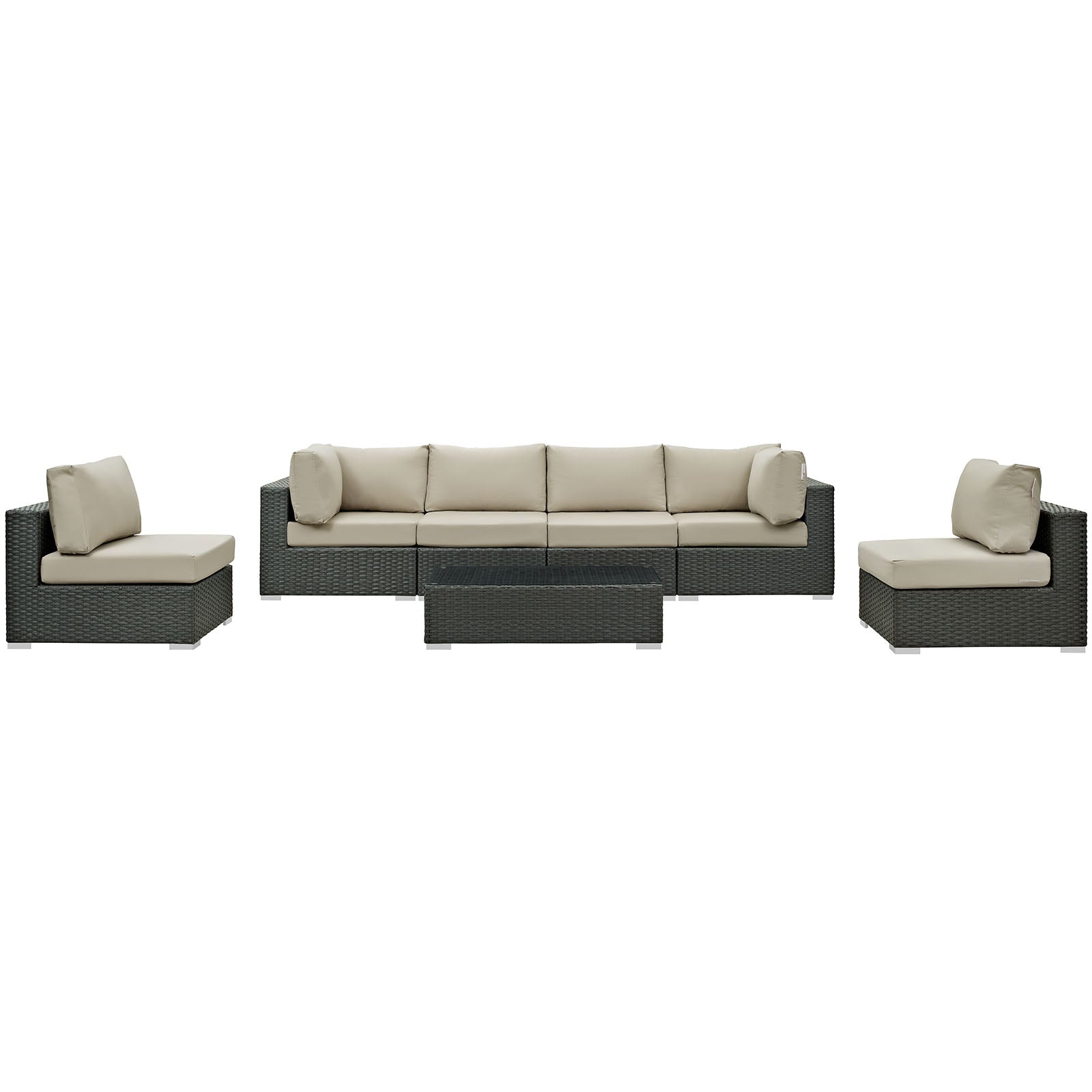 Sojourn 7 Piece Outdoor Patio Sunbrella® Sectional Set by Modway
