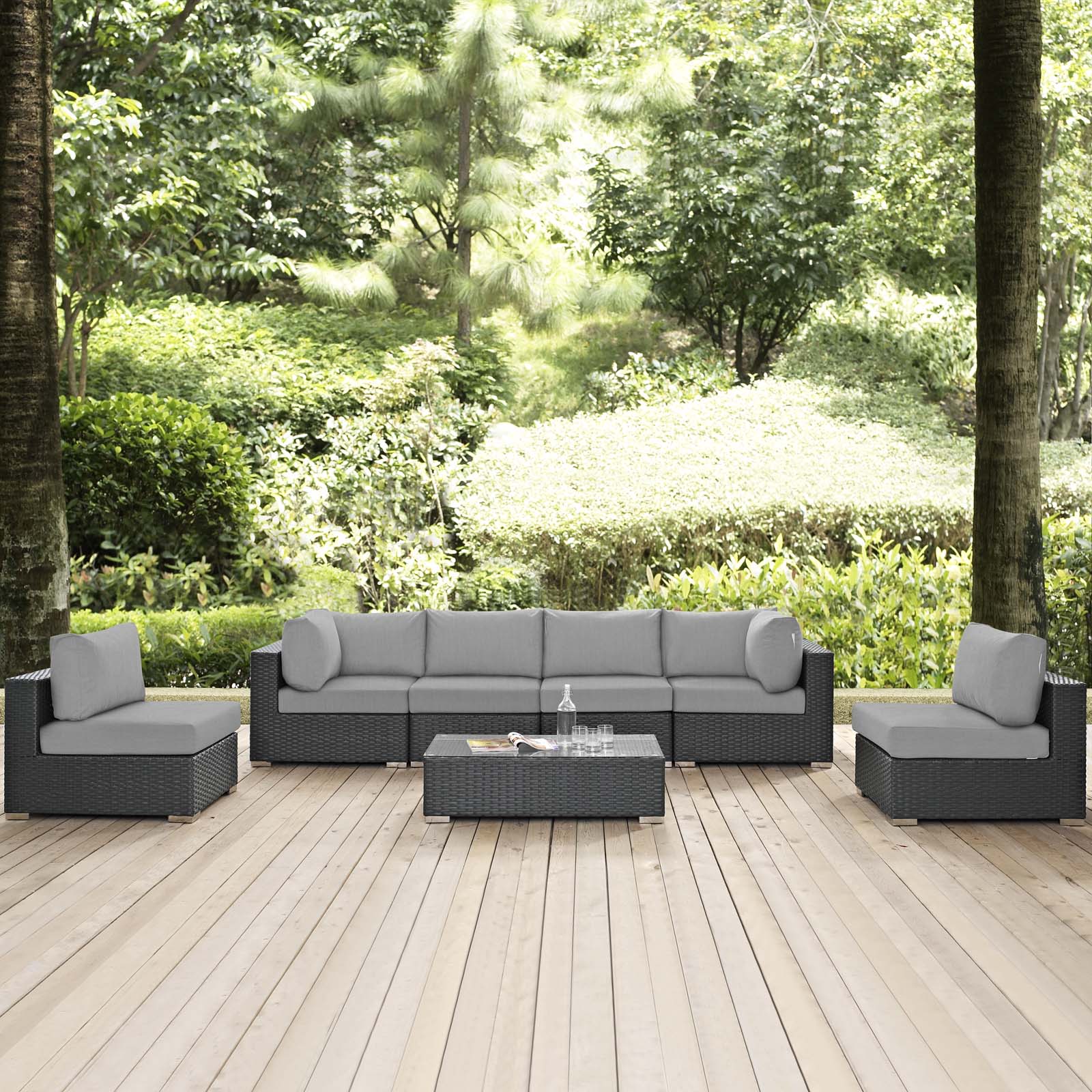 Sojourn 7 Piece Outdoor Patio Sunbrella® Sectional Set by Modway