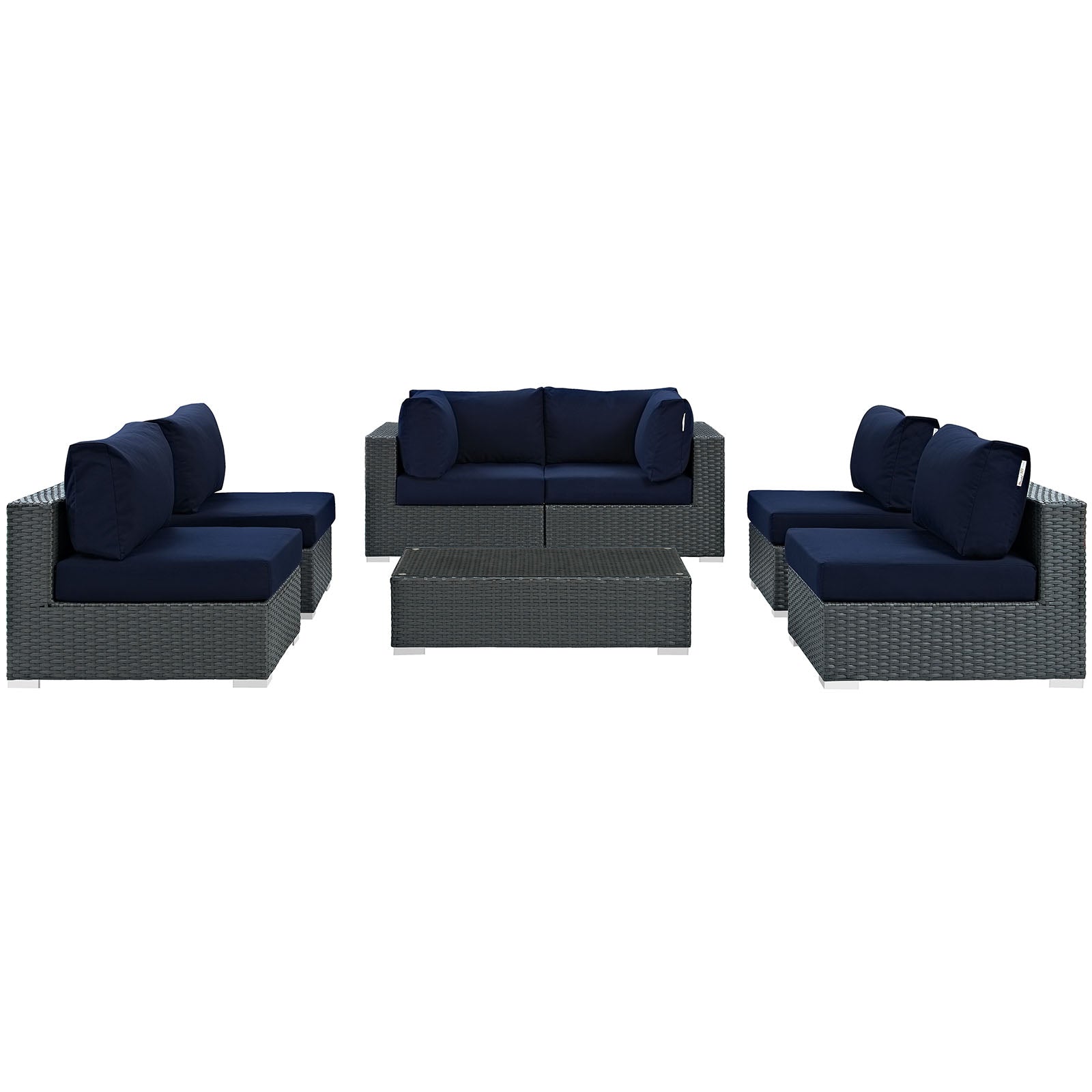 Sojourn 7 Piece Outdoor Patio Sunbrella® Sectional Set by Modway