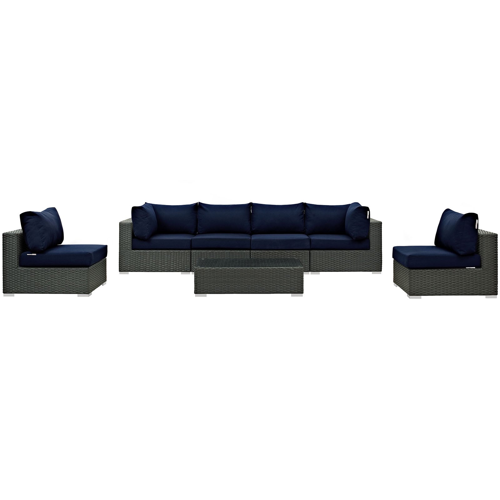 Sojourn 7 Piece Outdoor Patio Sunbrella® Sectional Set by Modway