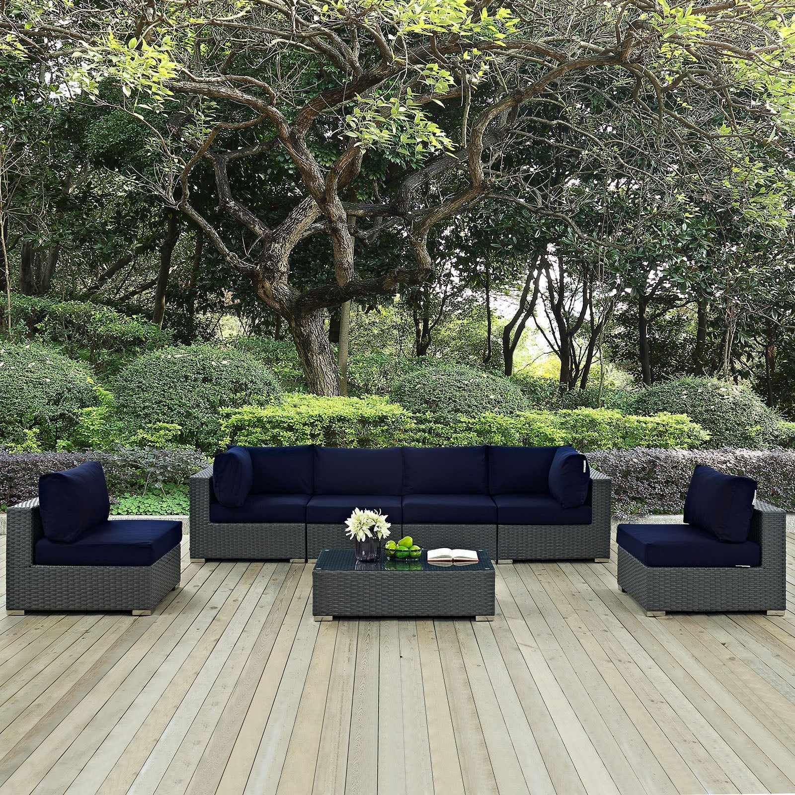 Sojourn 7 Piece Outdoor Patio Sunbrella® Sectional Set by Modway