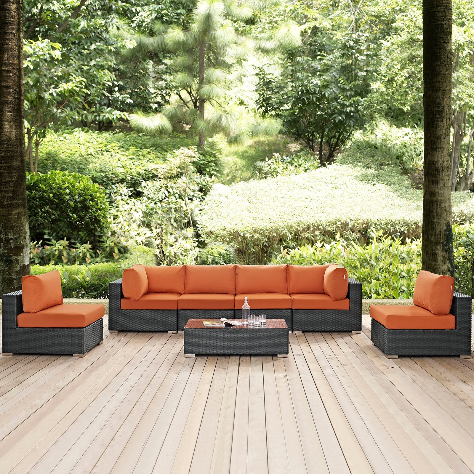 Sojourn 7 Piece Outdoor Patio Sunbrella® Sectional Set by Modway