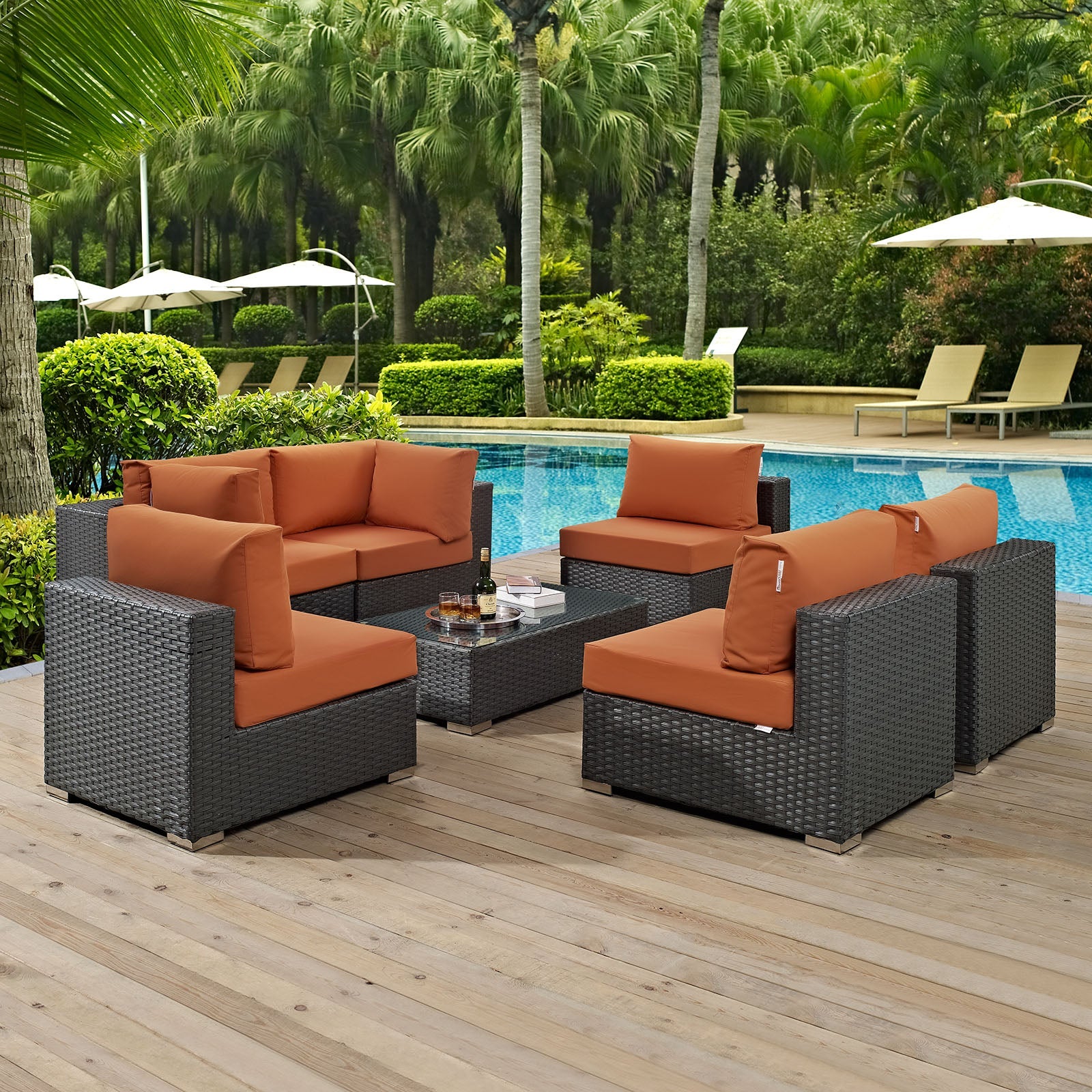 Sojourn 7 Piece Outdoor Patio Sunbrella® Sectional Set by Modway