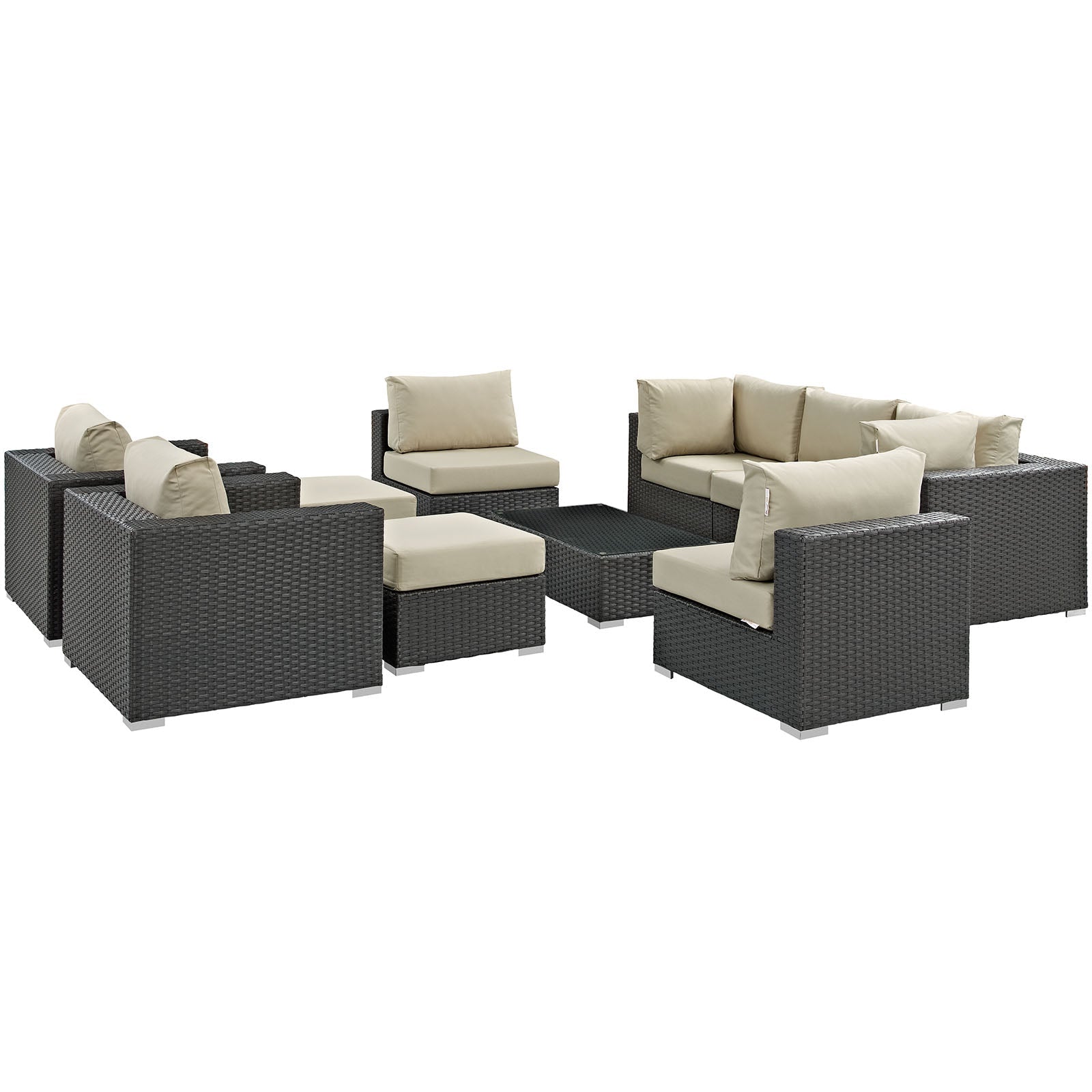 Sojourn 10 Piece Outdoor Patio Sunbrella® Sectional Set by Modway