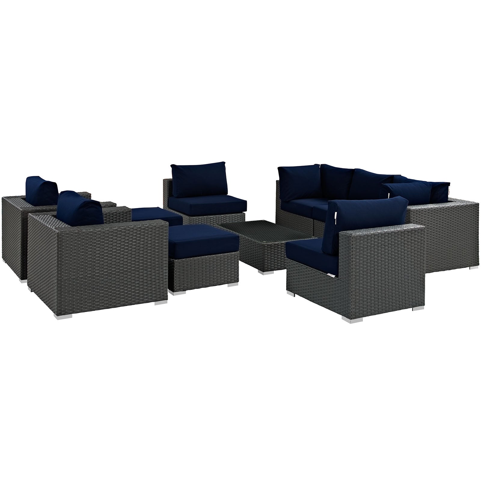 Sojourn 10 Piece Outdoor Patio Sunbrella® Sectional Set by Modway
