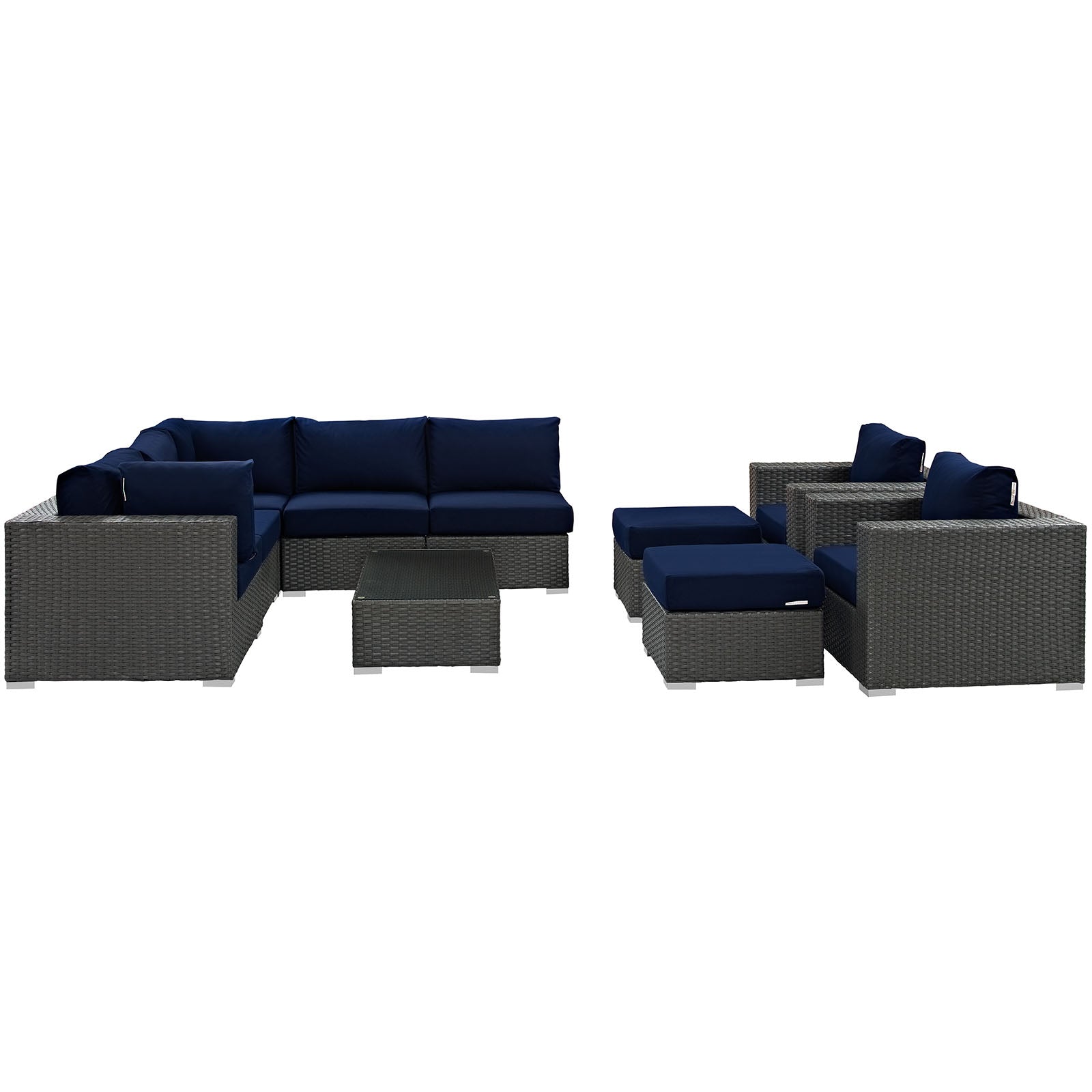 Sojourn 10 Piece Outdoor Patio Sunbrella® Sectional Set by Modway