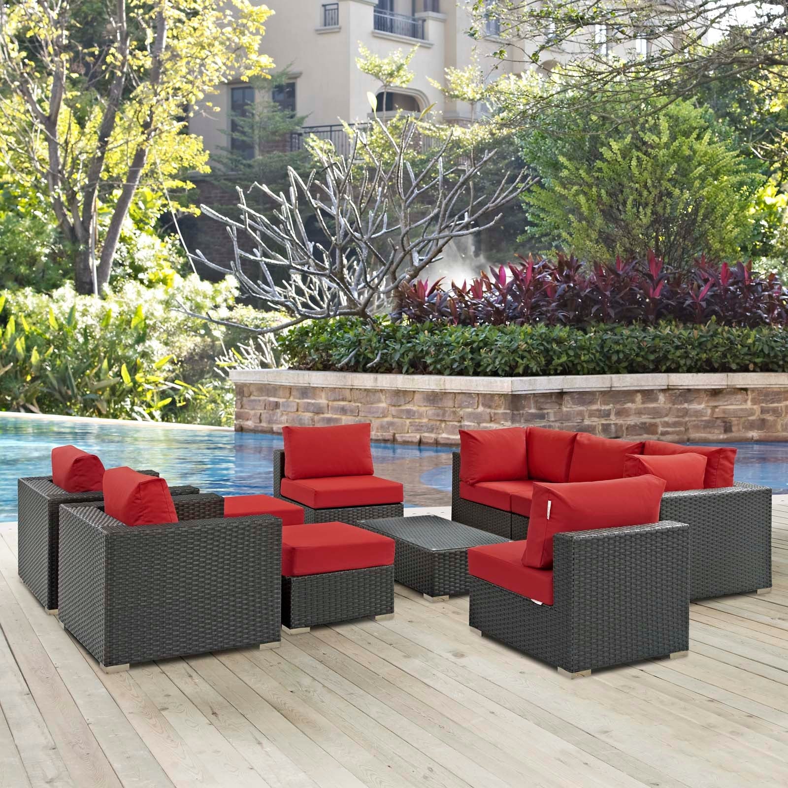 Sojourn 10 Piece Outdoor Patio Sunbrella® Sectional Set by Modway