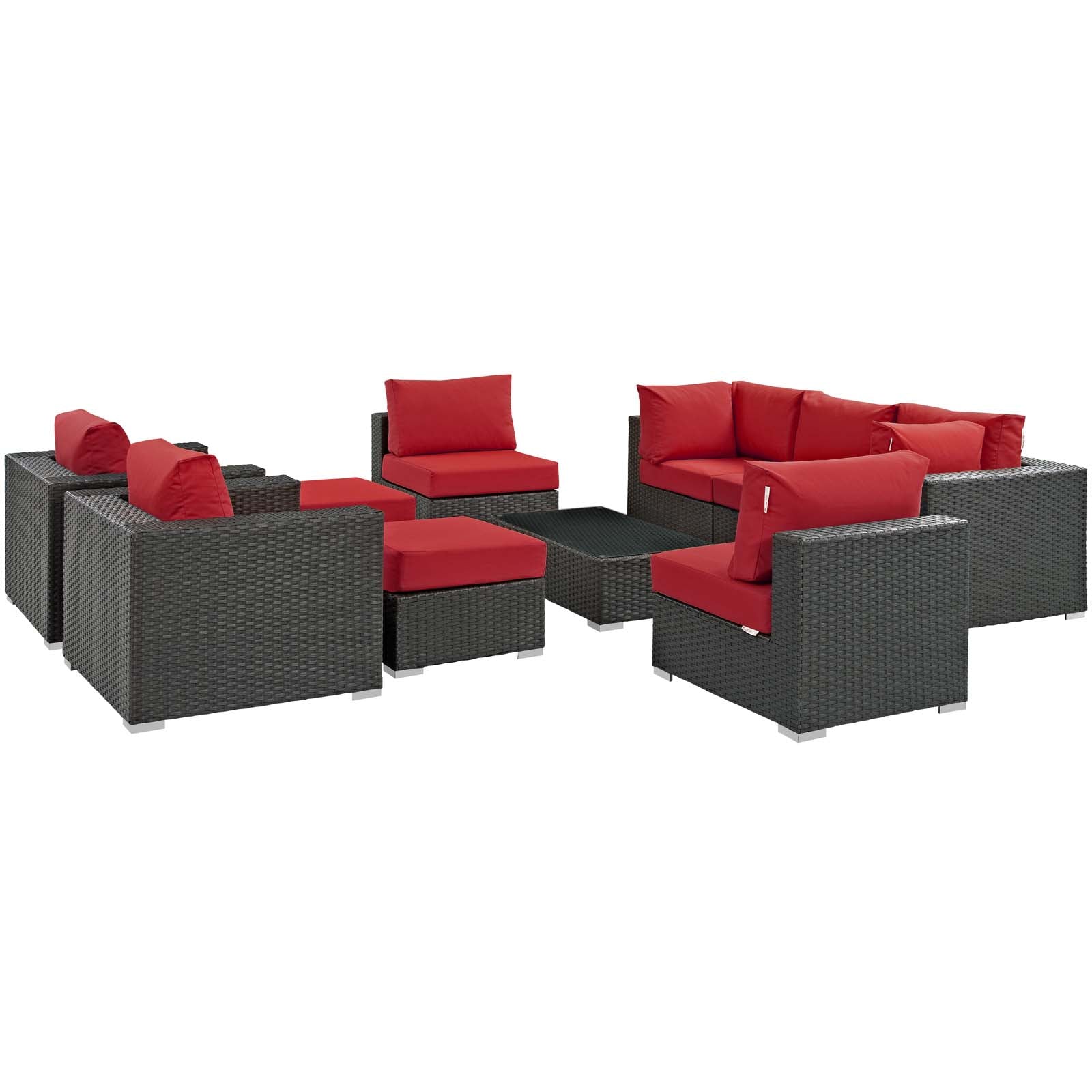 Sojourn 10 Piece Outdoor Patio Sunbrella® Sectional Set by Modway