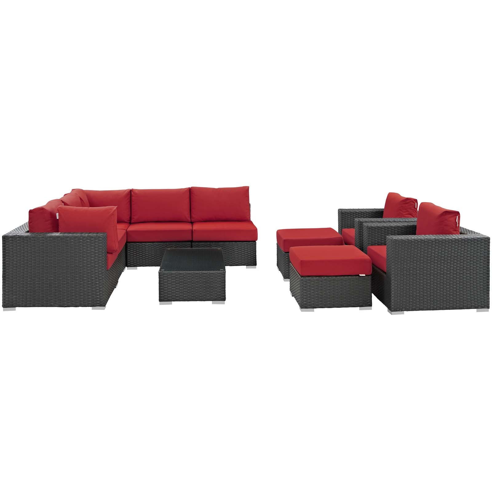Sojourn 10 Piece Outdoor Patio Sunbrella® Sectional Set by Modway