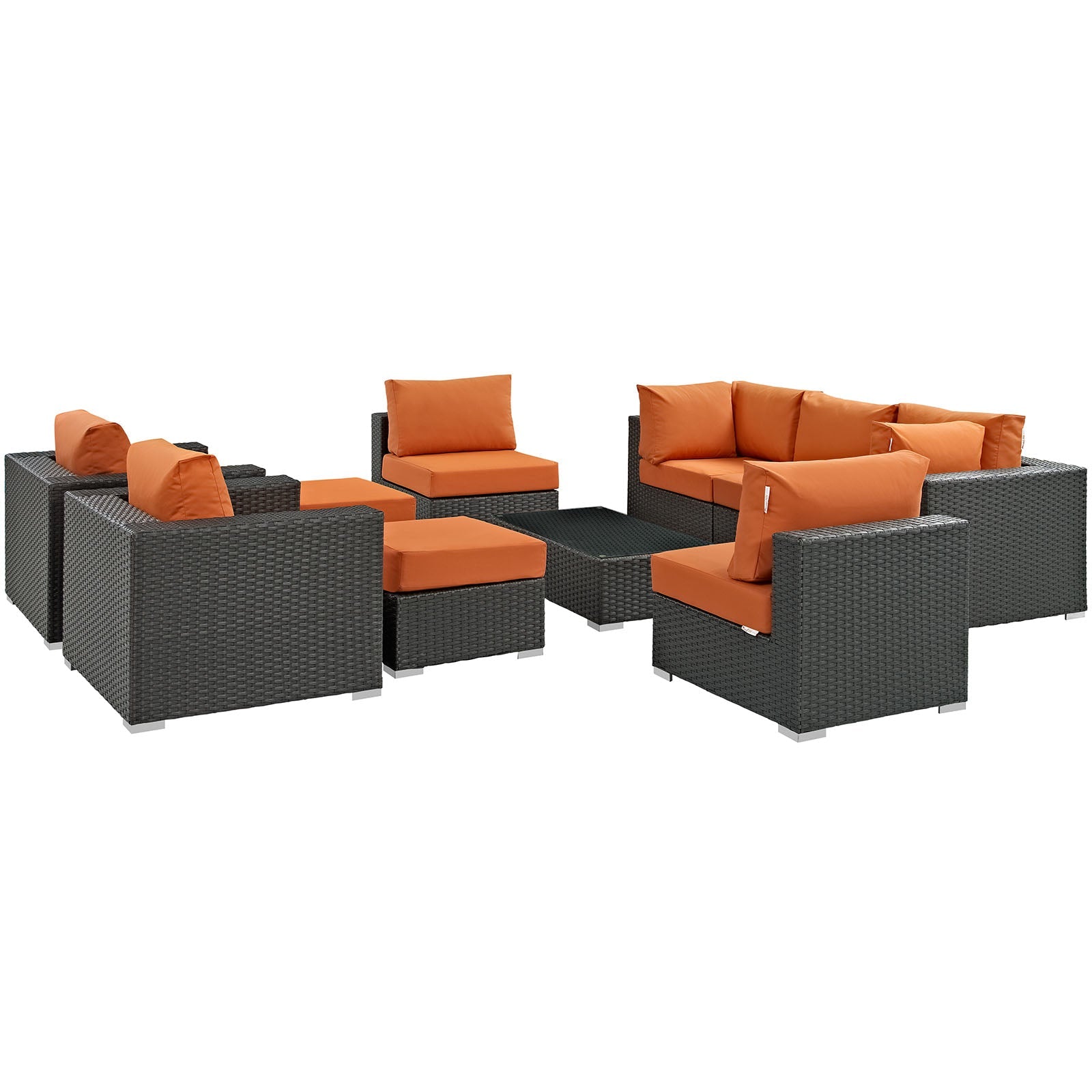 Sojourn 10 Piece Outdoor Patio Sunbrella® Sectional Set by Modway