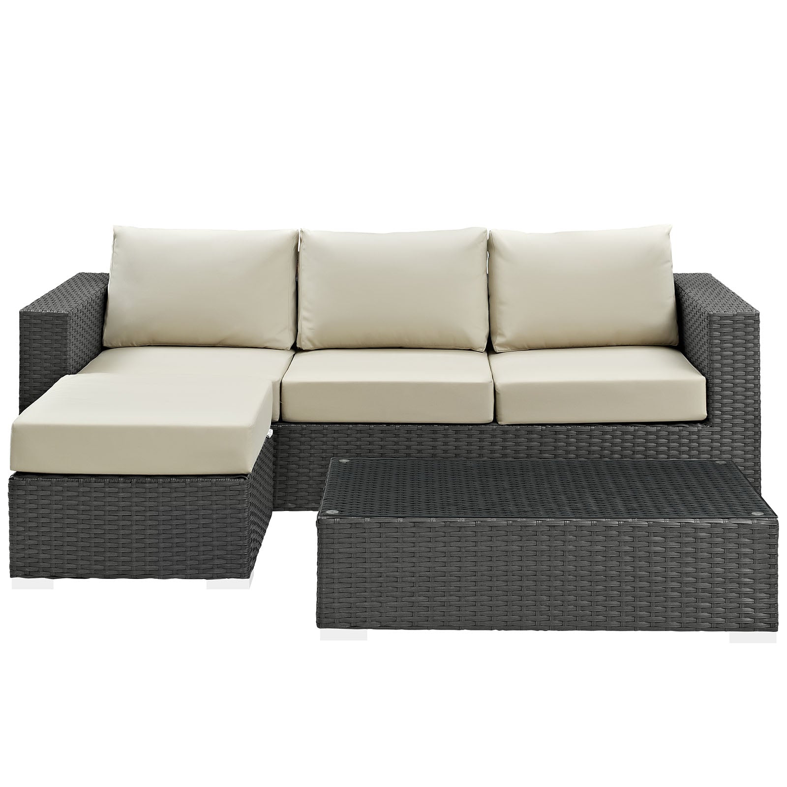Sojourn 3 Piece Outdoor Patio Sunbrella® Sectional Set by Modway