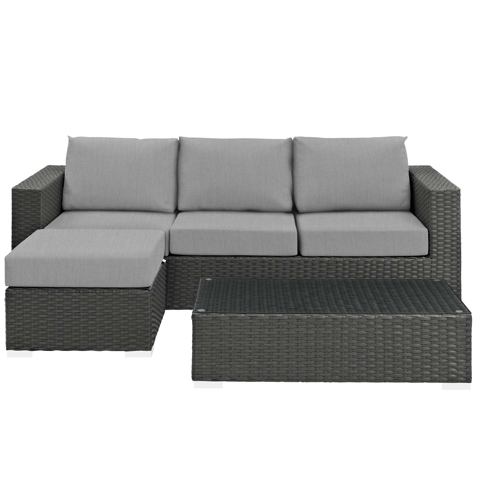 Sojourn 3 Piece Outdoor Patio Sunbrella® Sectional Set by Modway
