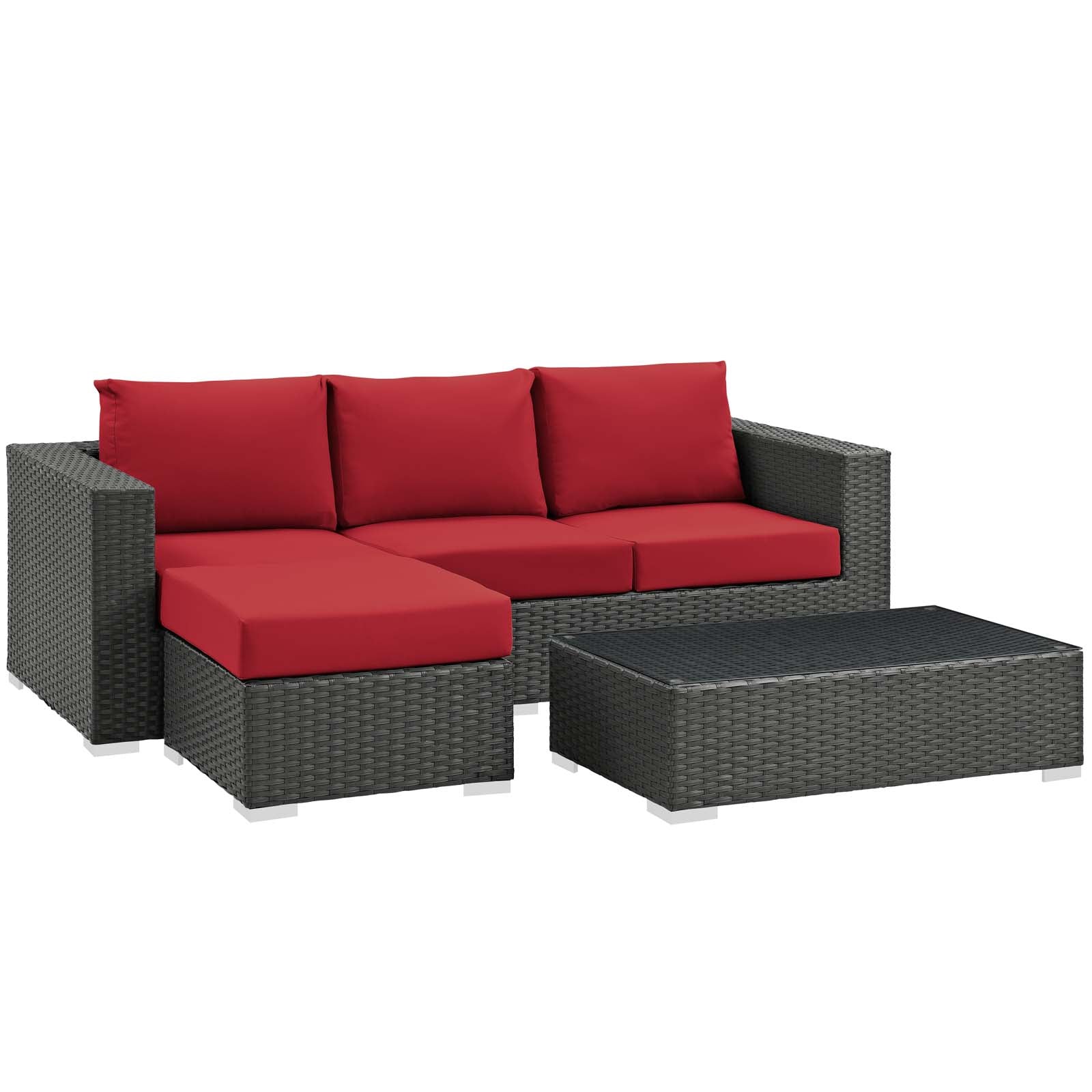 Sojourn 3 Piece Outdoor Patio Sunbrella® Sectional Set by Modway