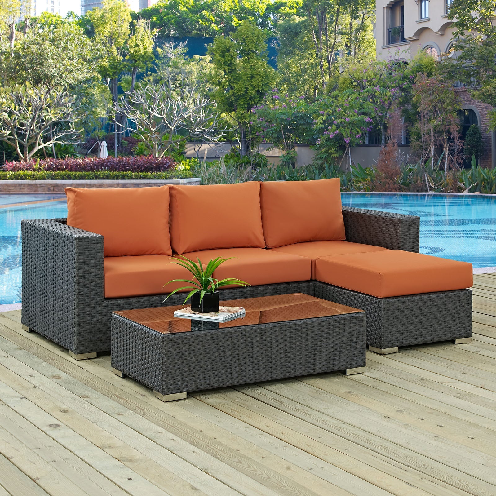 Sojourn 3 Piece Outdoor Patio Sunbrella® Sectional Set by Modway