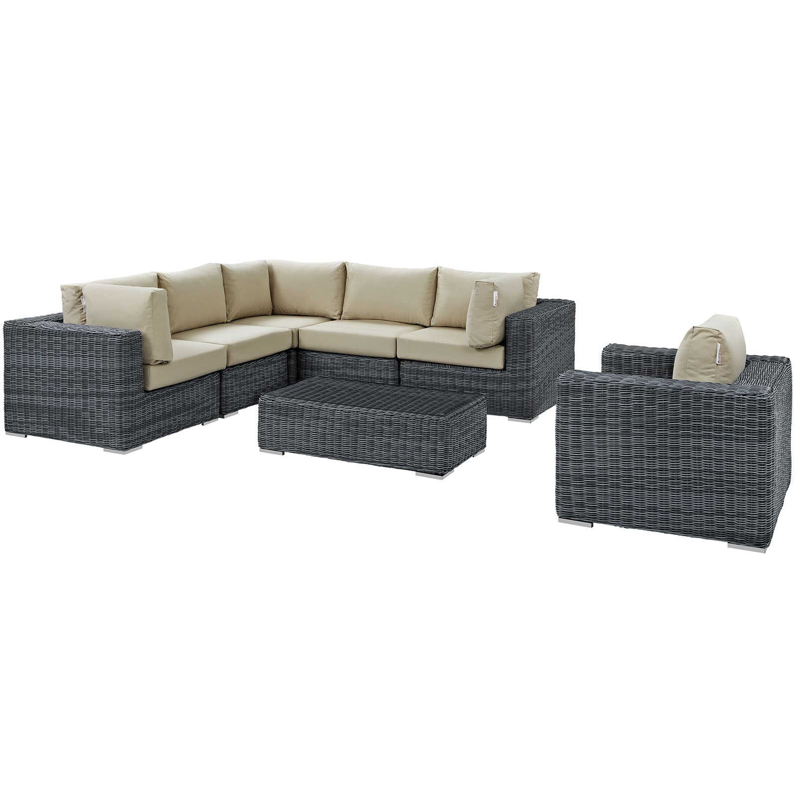 Summon 7 Piece Outdoor Patio Sunbrella® Sectional Set by Modway