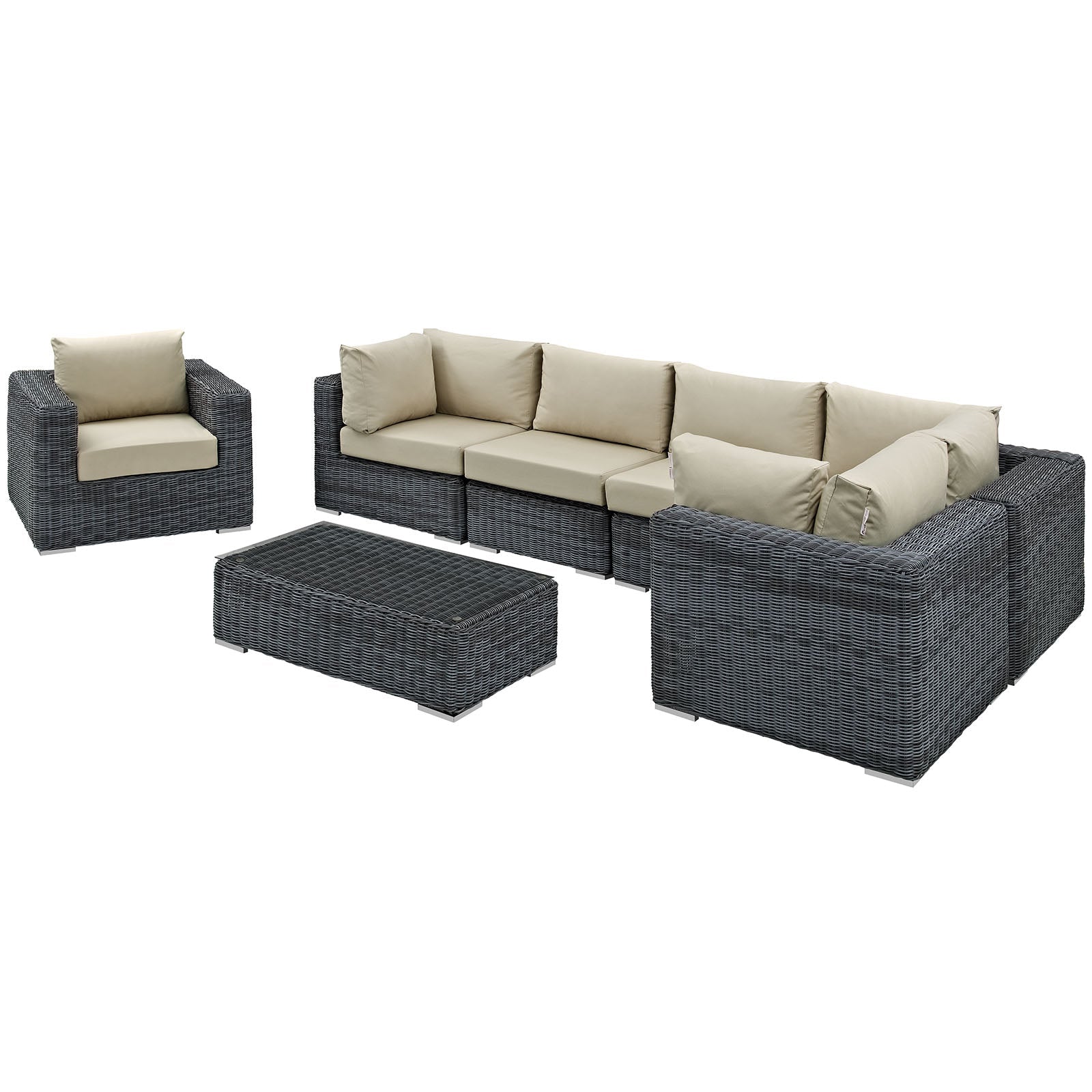 Summon 7 Piece Outdoor Patio Sunbrella® Sectional Set by Modway