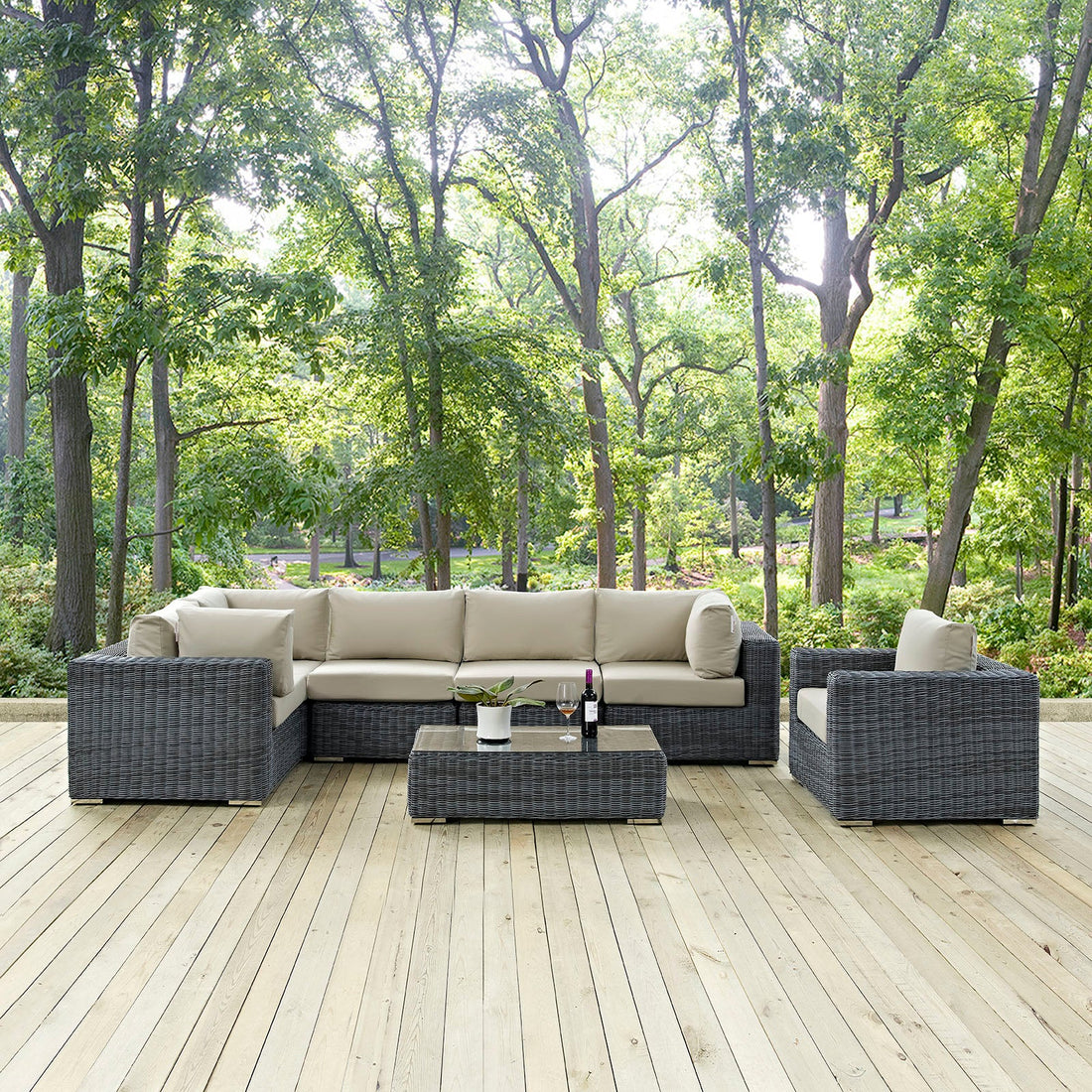 Summon 7 Piece Outdoor Patio Sunbrella® Sectional Set by Modway