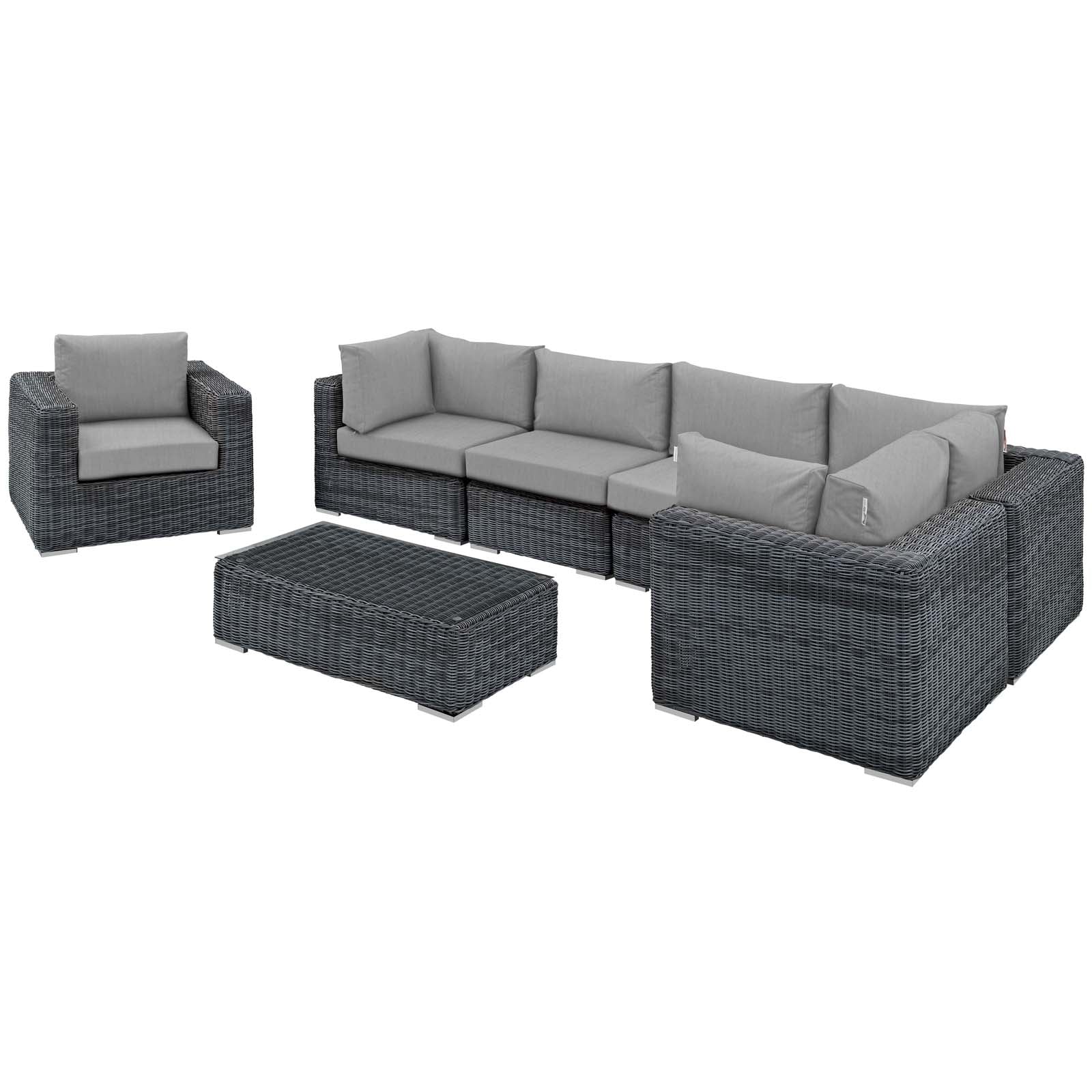 Summon 7 Piece Outdoor Patio Sunbrella® Sectional Set by Modway