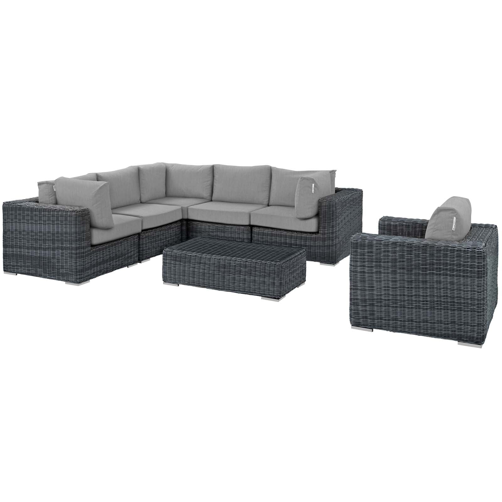 Summon 7 Piece Outdoor Patio Sunbrella® Sectional Set by Modway