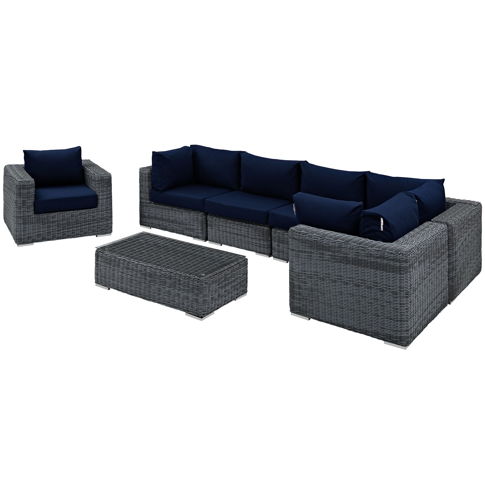 Summon 7 Piece Outdoor Patio Sunbrella® Sectional Set by Modway