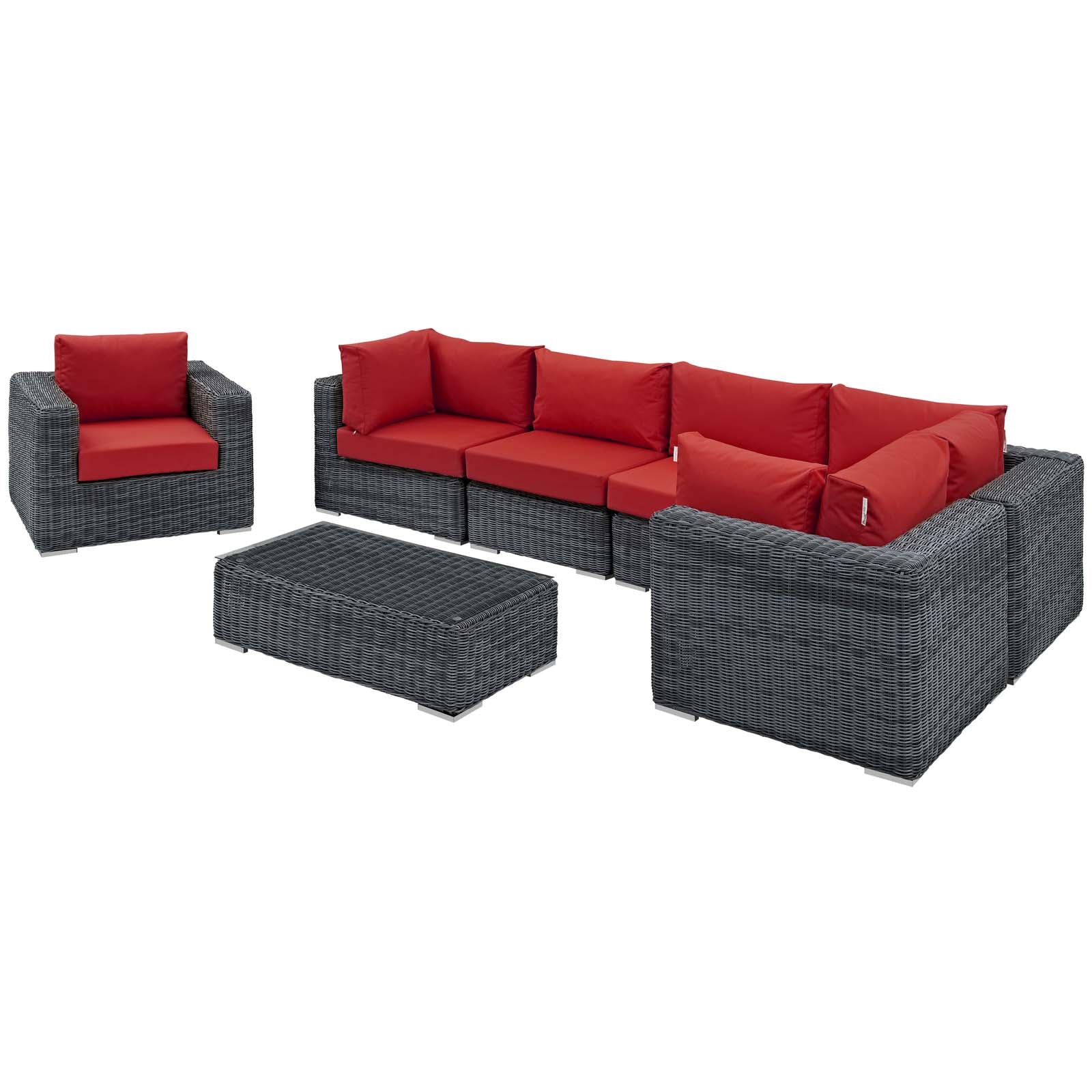 Summon 7 Piece Outdoor Patio Sunbrella® Sectional Set by Modway