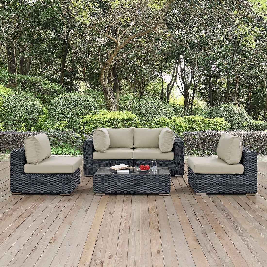 Summon 5 Piece Outdoor Patio Sunbrella® Sectional Set by Modway