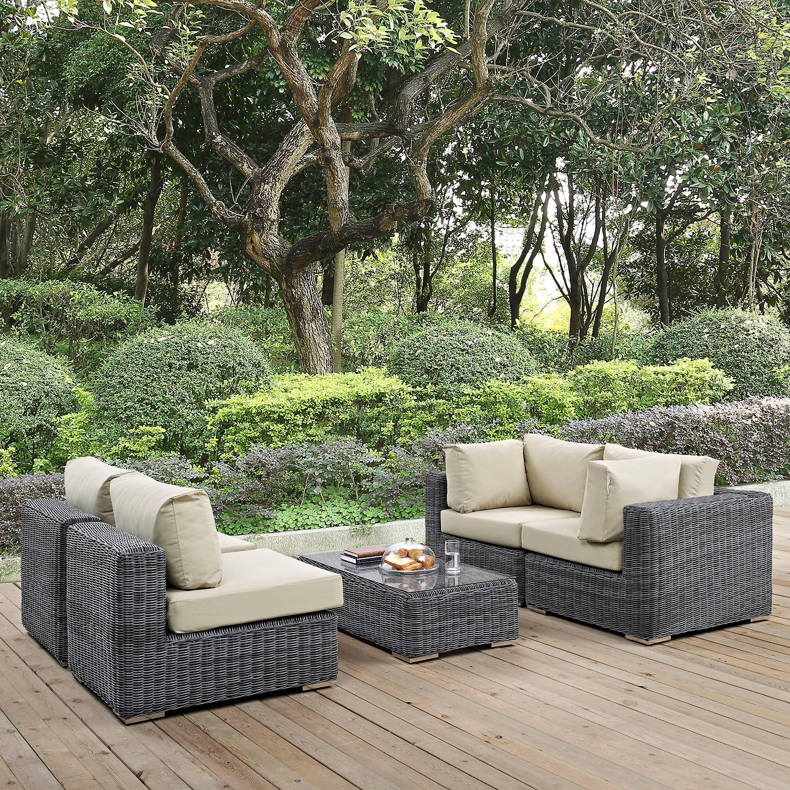 Summon 5 Piece Outdoor Patio Sunbrella® Sectional Set by Modway