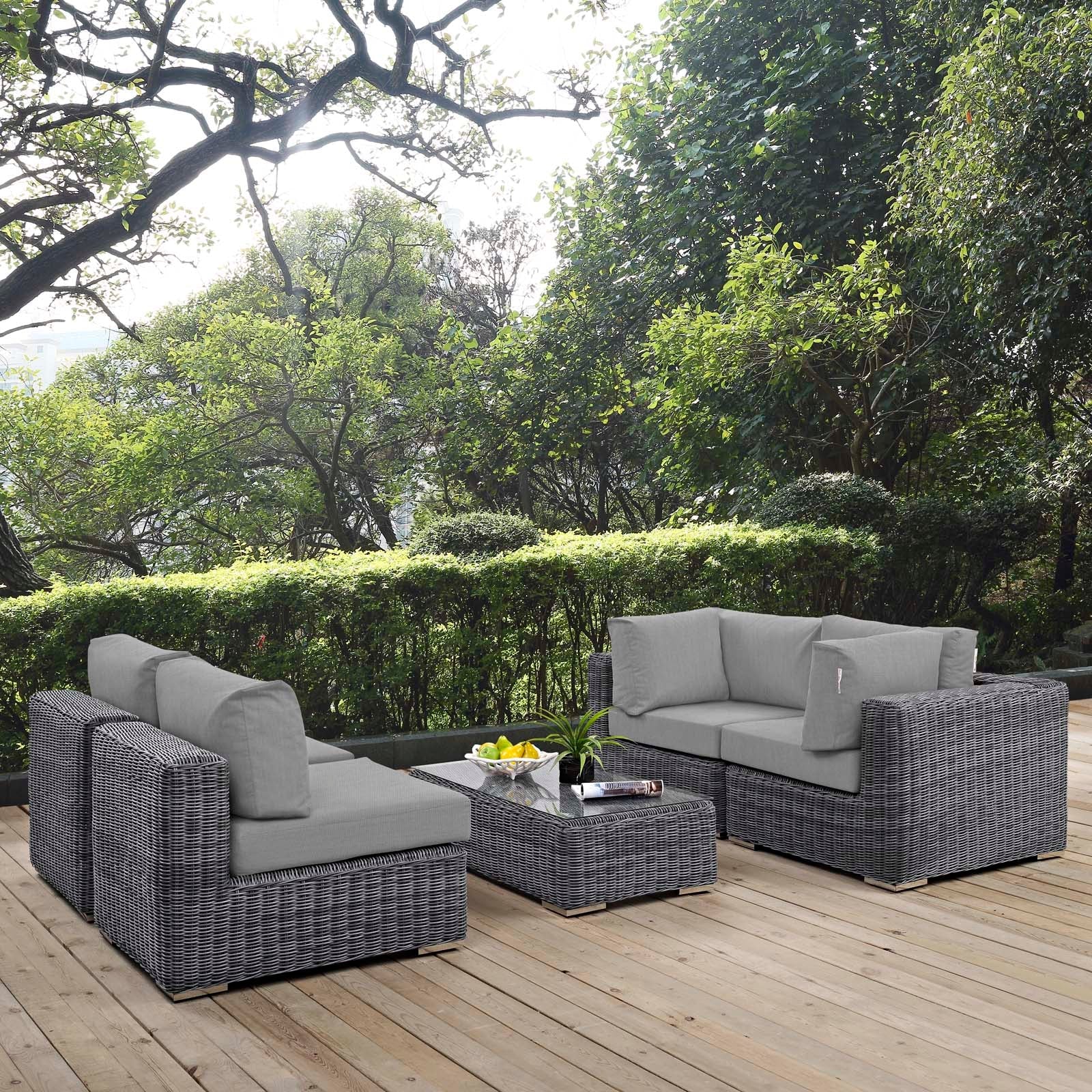 Summon 5 Piece Outdoor Patio Sunbrella® Sectional Set by Modway