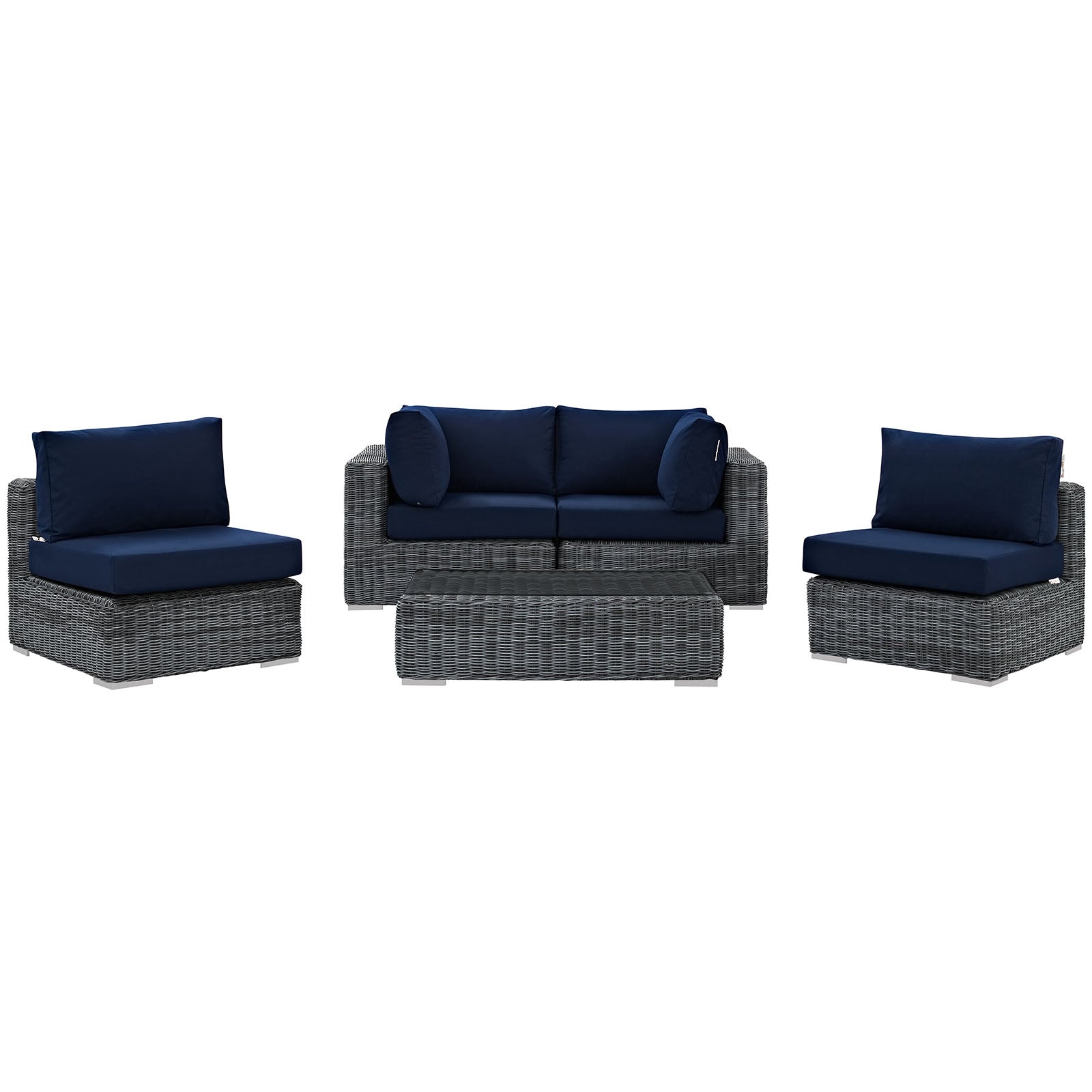 Summon 5 Piece Outdoor Patio Sunbrella® Sectional Set by Modway