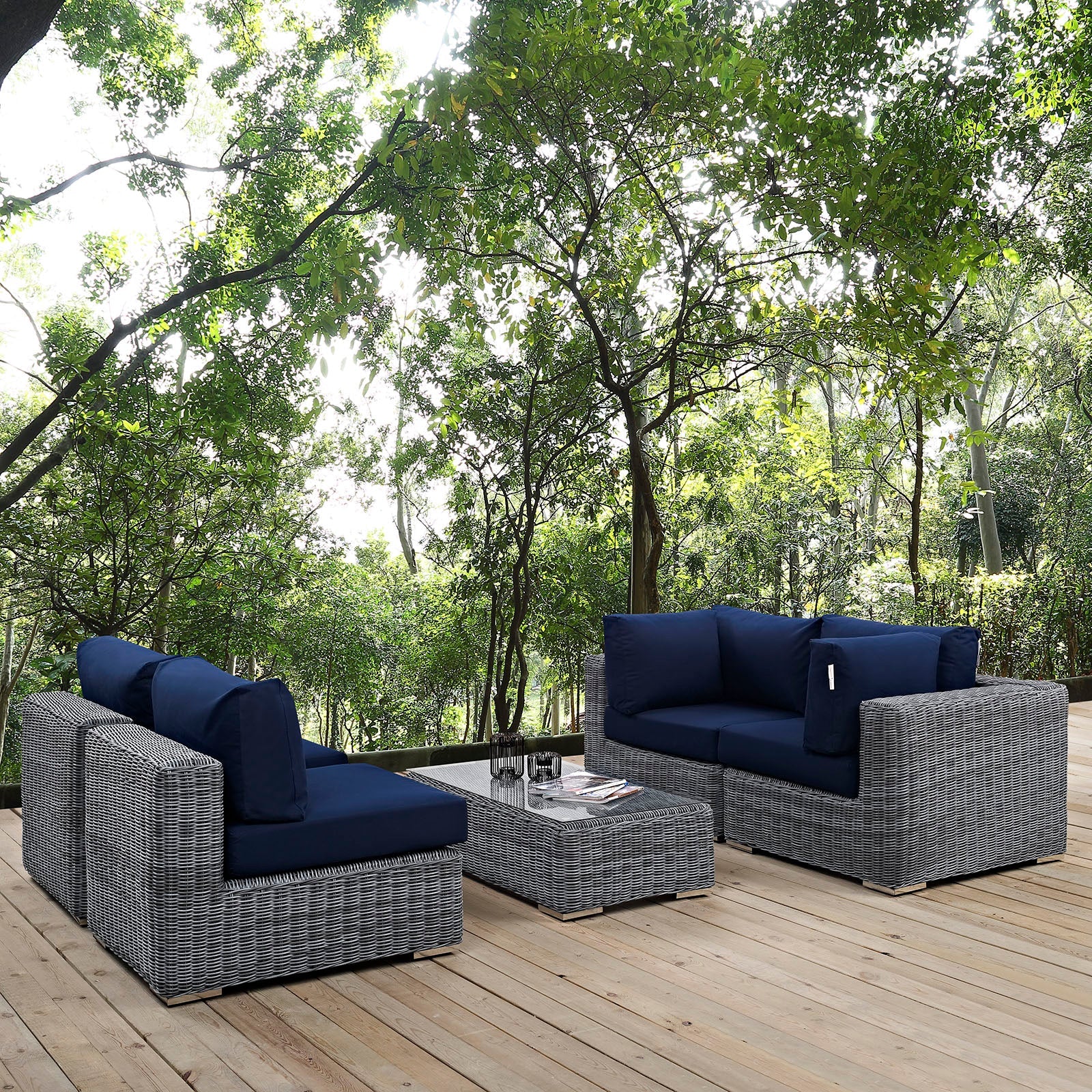 Summon 5 Piece Outdoor Patio Sunbrella® Sectional Set by Modway