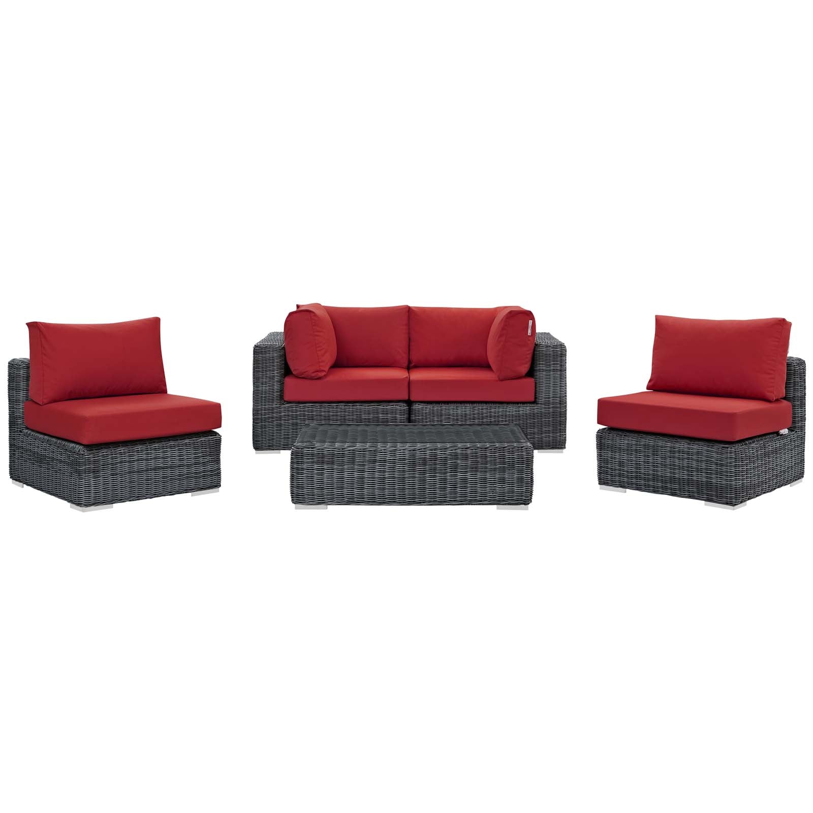 Summon 5 Piece Outdoor Patio Sunbrella® Sectional Set by Modway