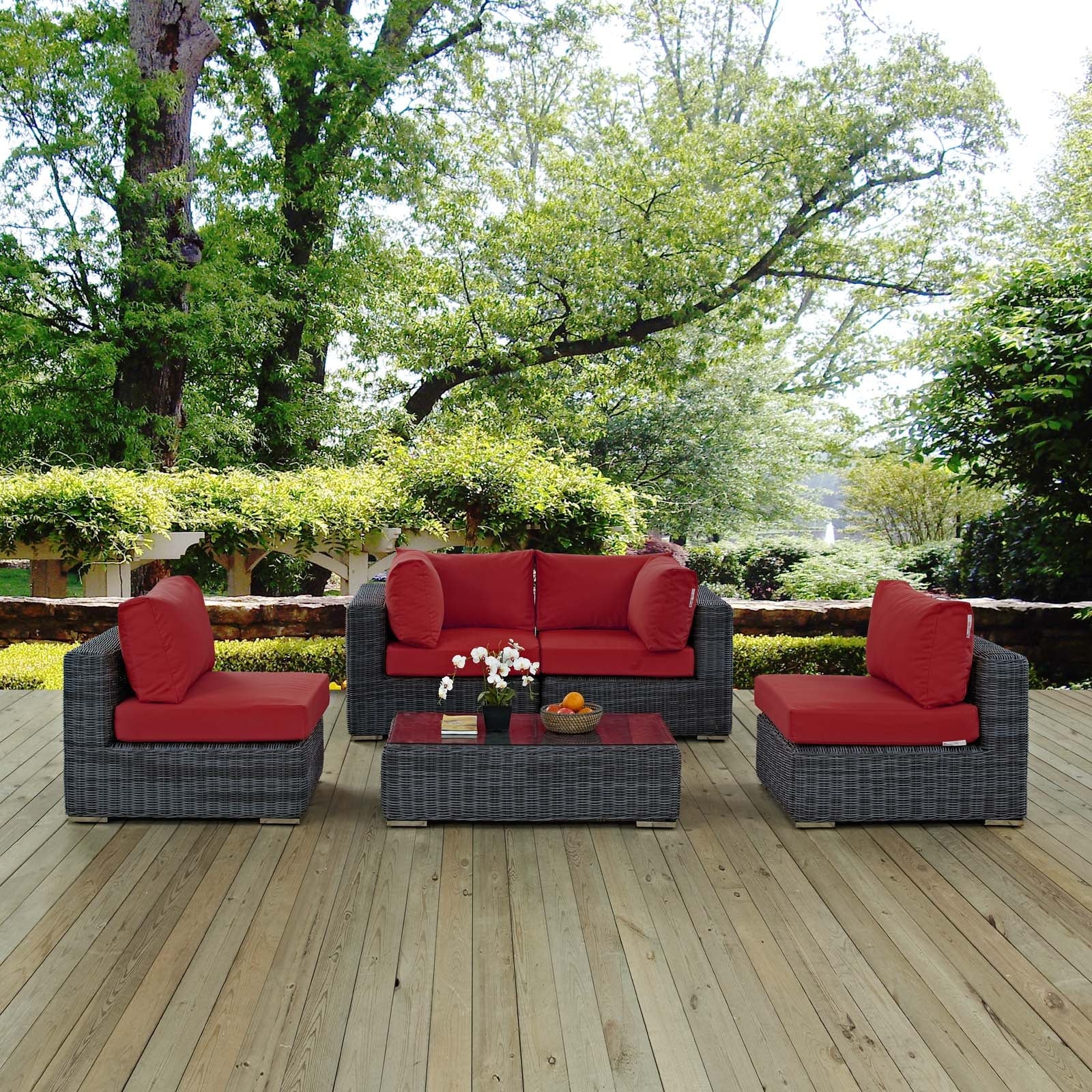 Summon 5 Piece Outdoor Patio Sunbrella® Sectional Set by Modway
