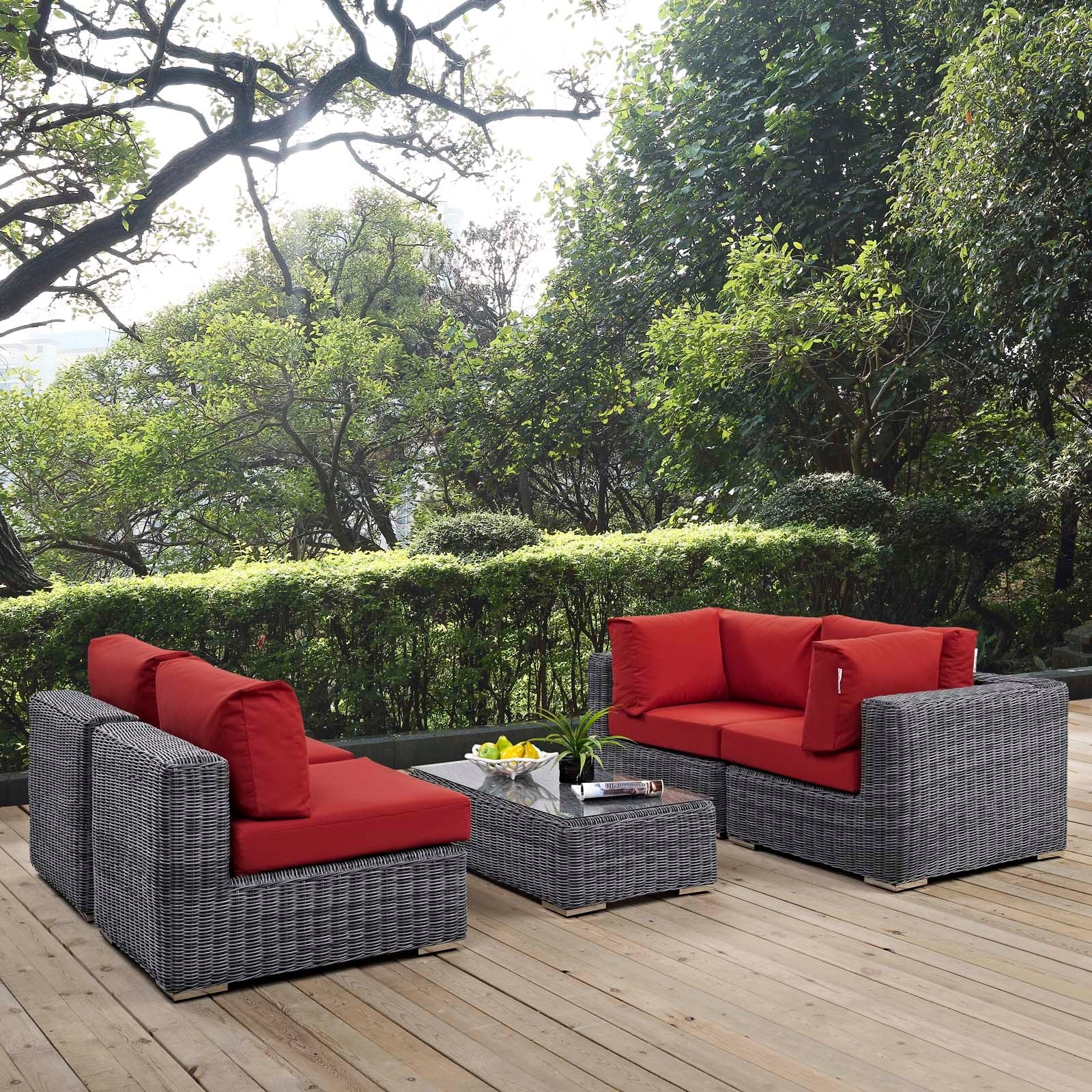 Summon 5 Piece Outdoor Patio Sunbrella® Sectional Set by Modway