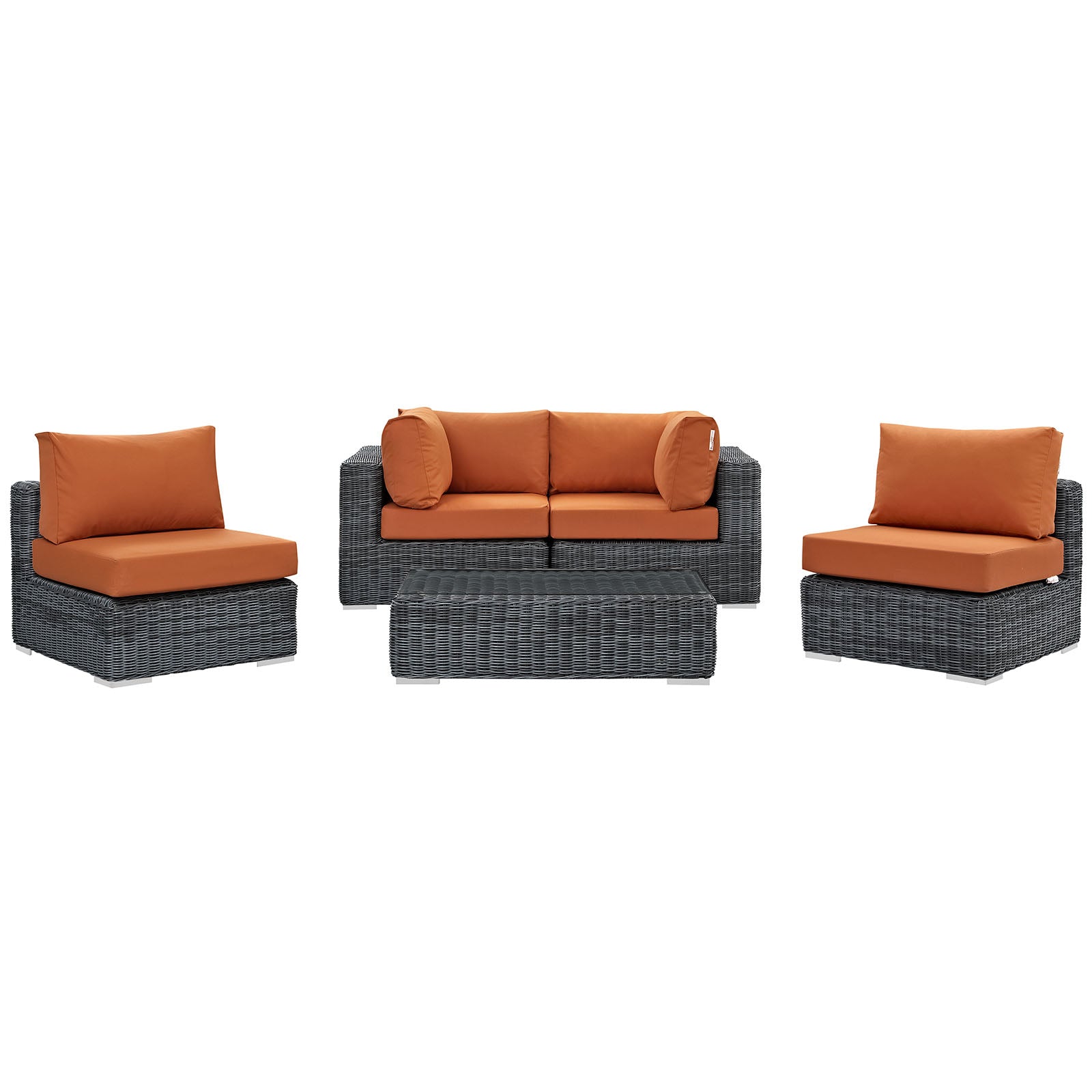 Summon 5 Piece Outdoor Patio Sunbrella® Sectional Set by Modway