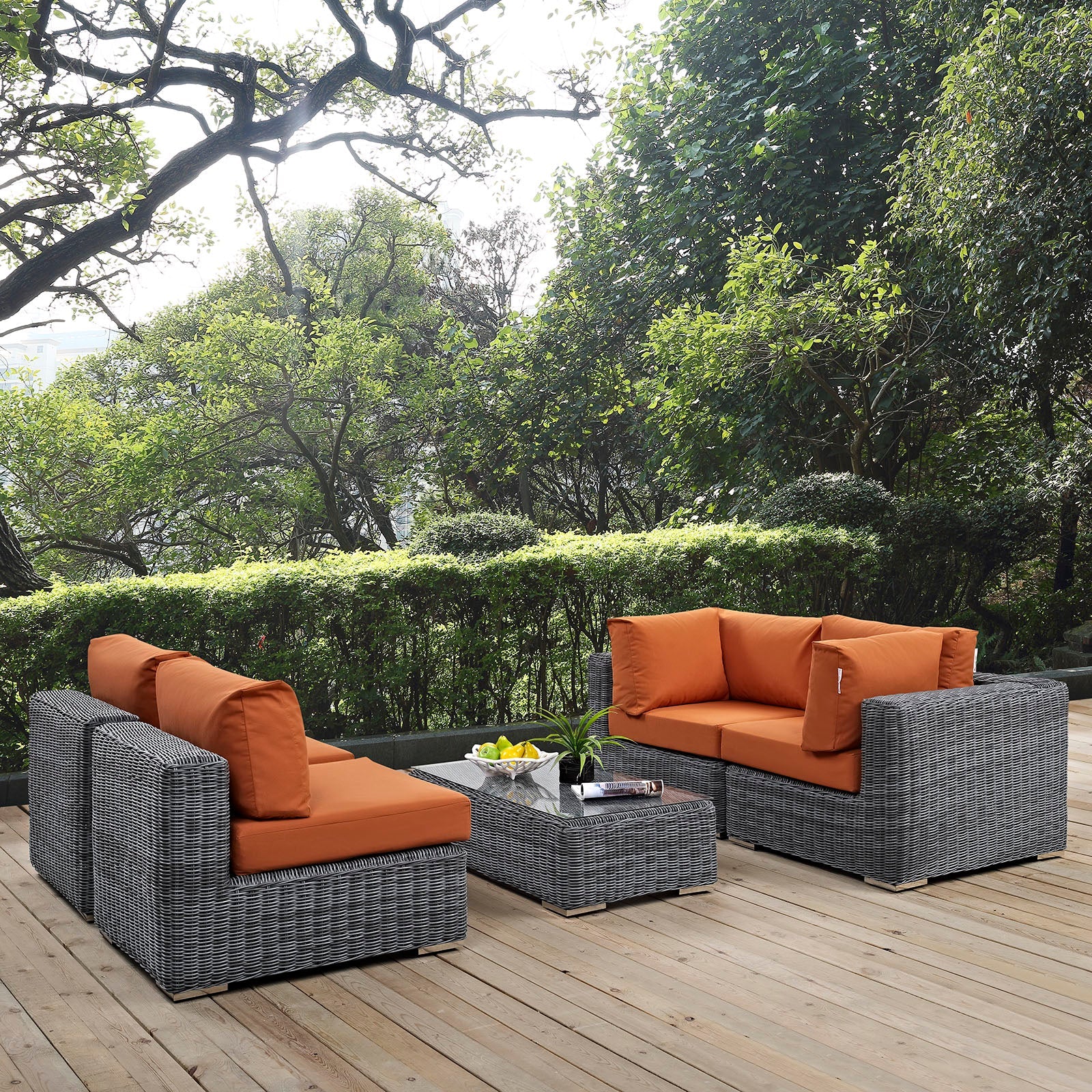Summon 5 Piece Outdoor Patio Sunbrella® Sectional Set by Modway